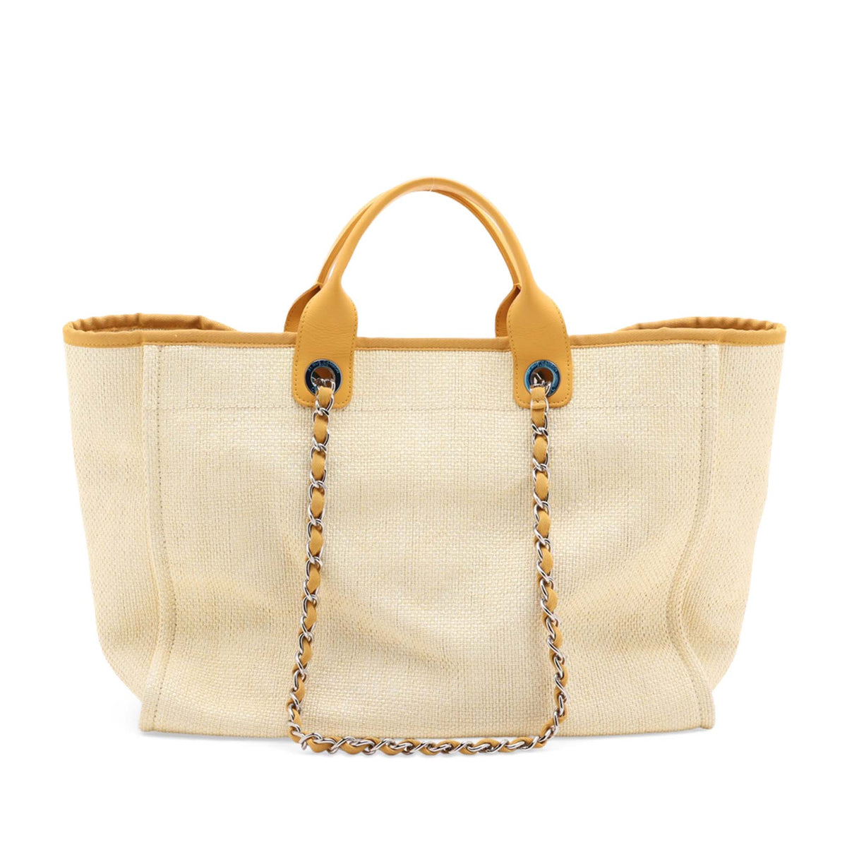 Chanel Large Straw Deauville Tote — Yellow