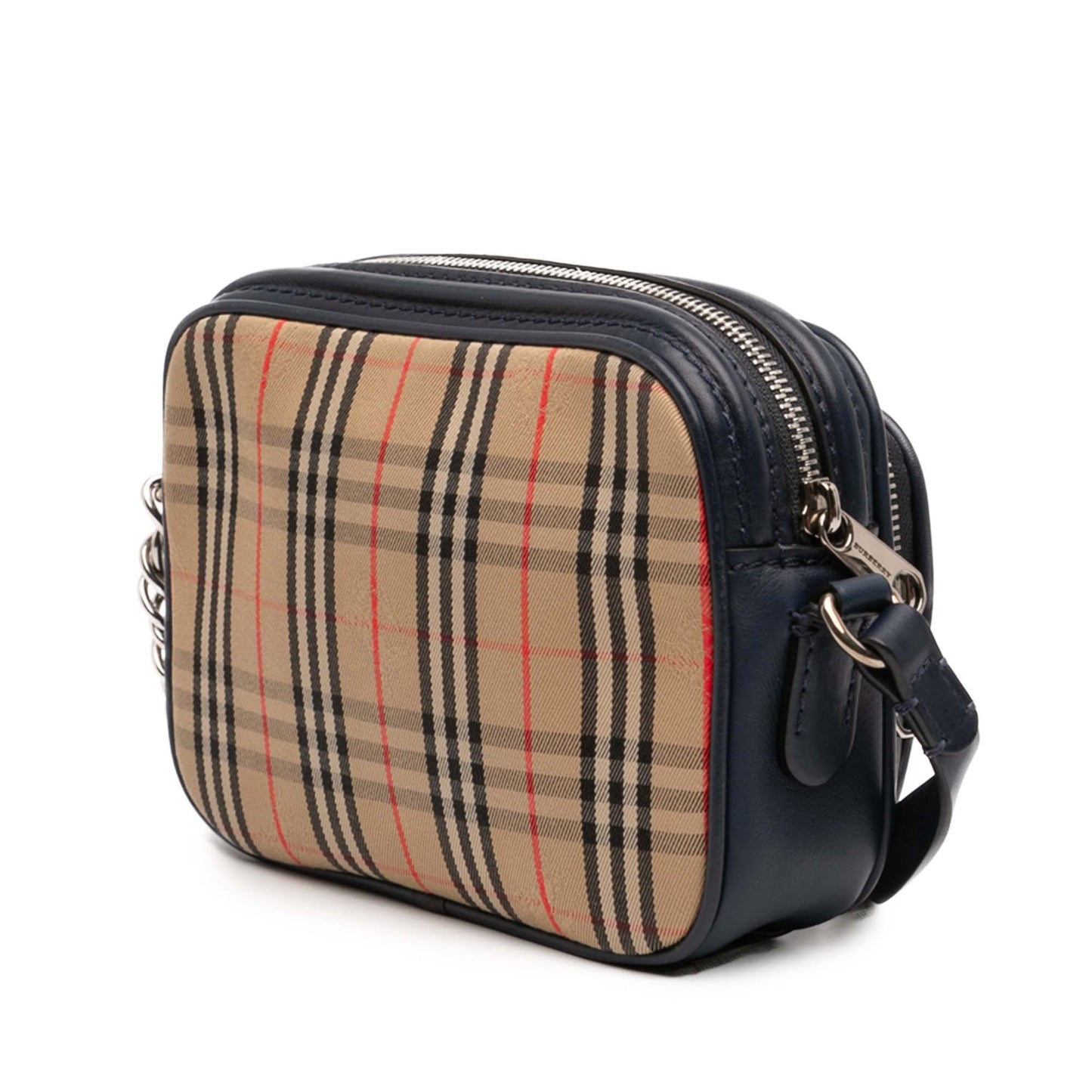Burberry 1983 Knight Check Canvas and Calfskin Link Camera Bag