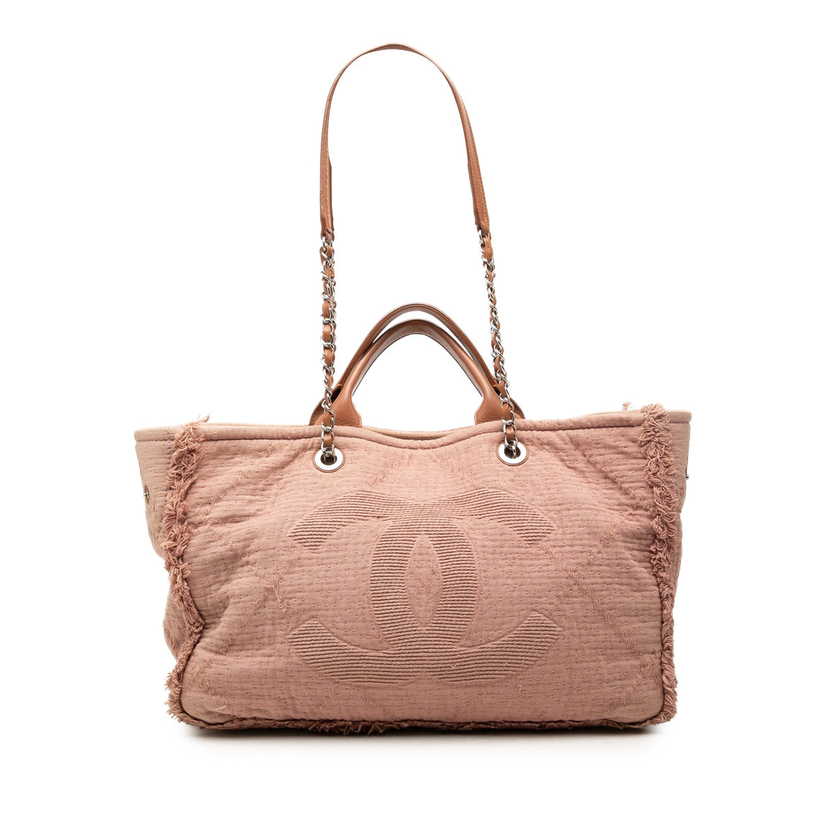 Chanel Medium CC Quilted Canvas Double Face Deauville Tote — Pink