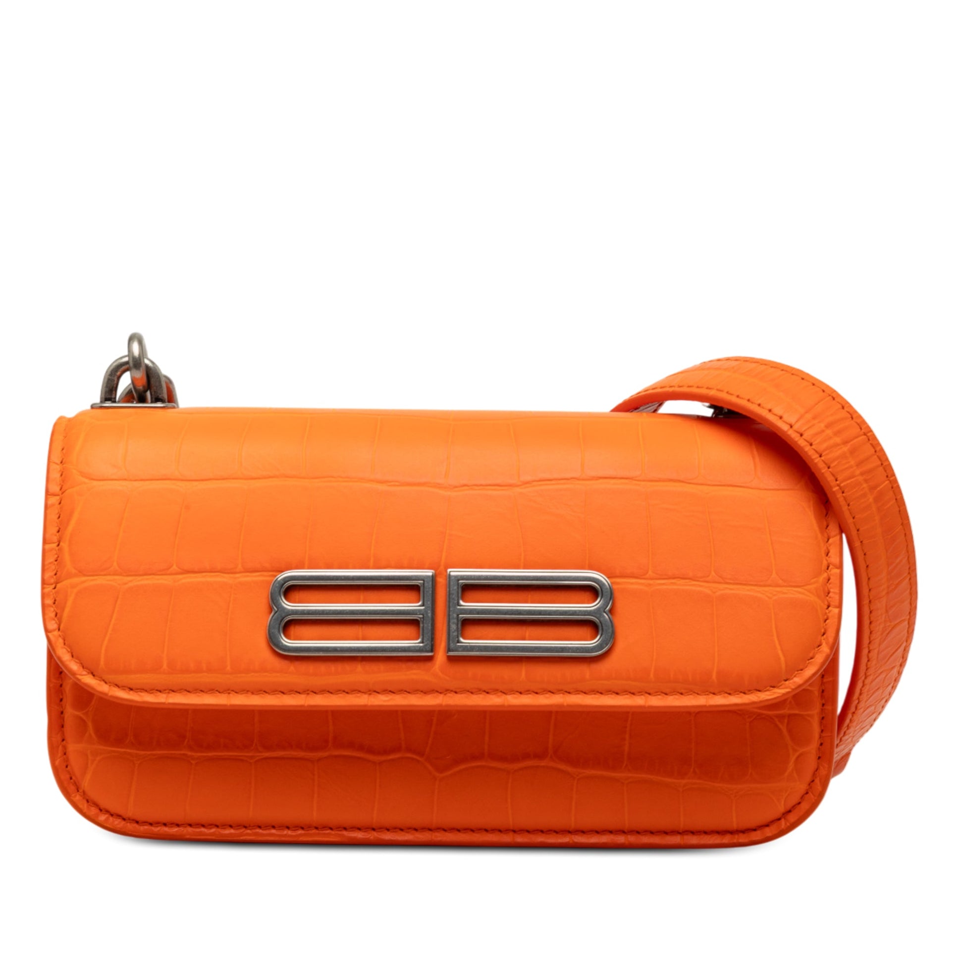 Balenciaga Croc Embossed Calfskin Gossip Chain Bag XS