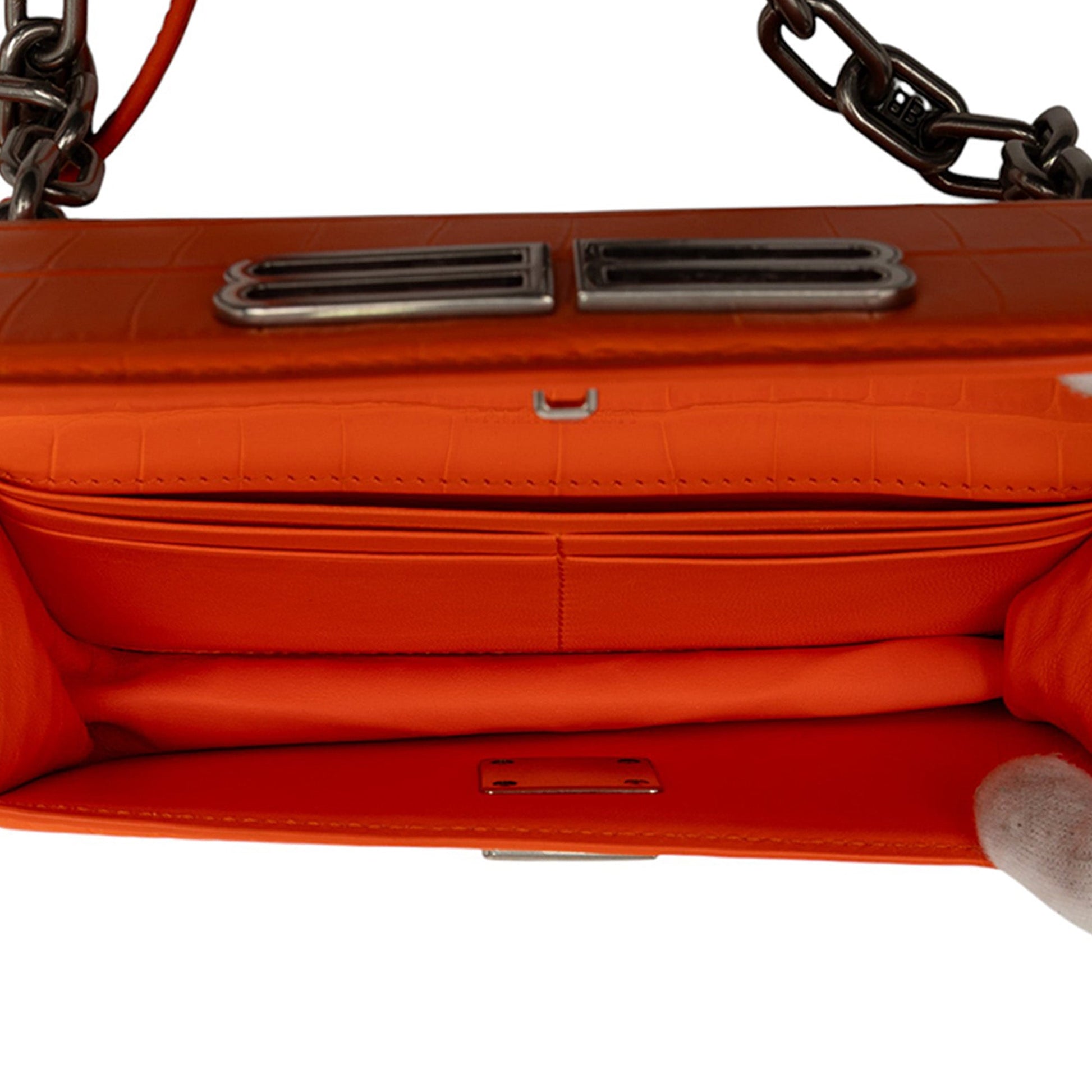 Balenciaga Croc Embossed Calfskin Gossip Chain Bag XS