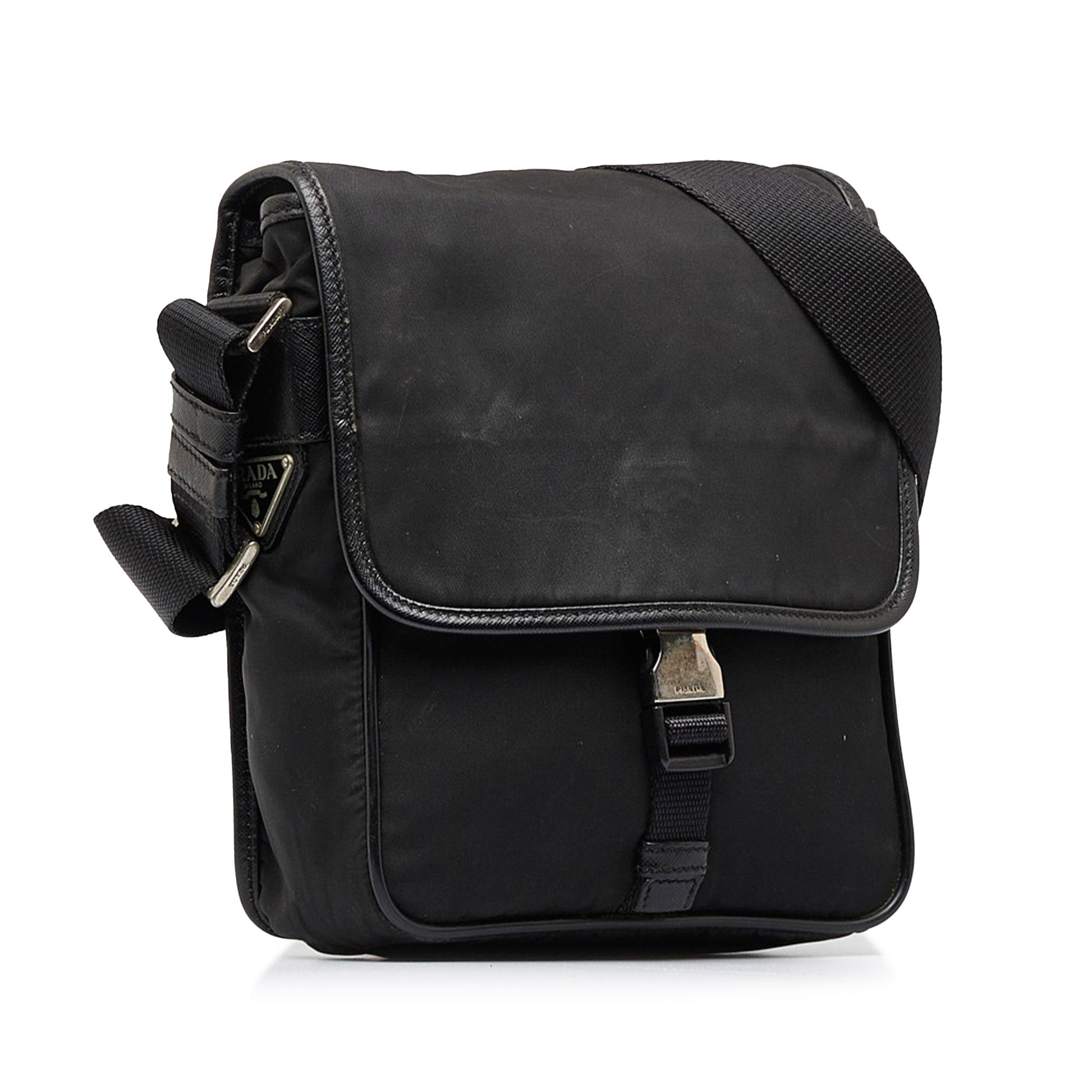 Prada Tessuto Buckle Messenger Bag