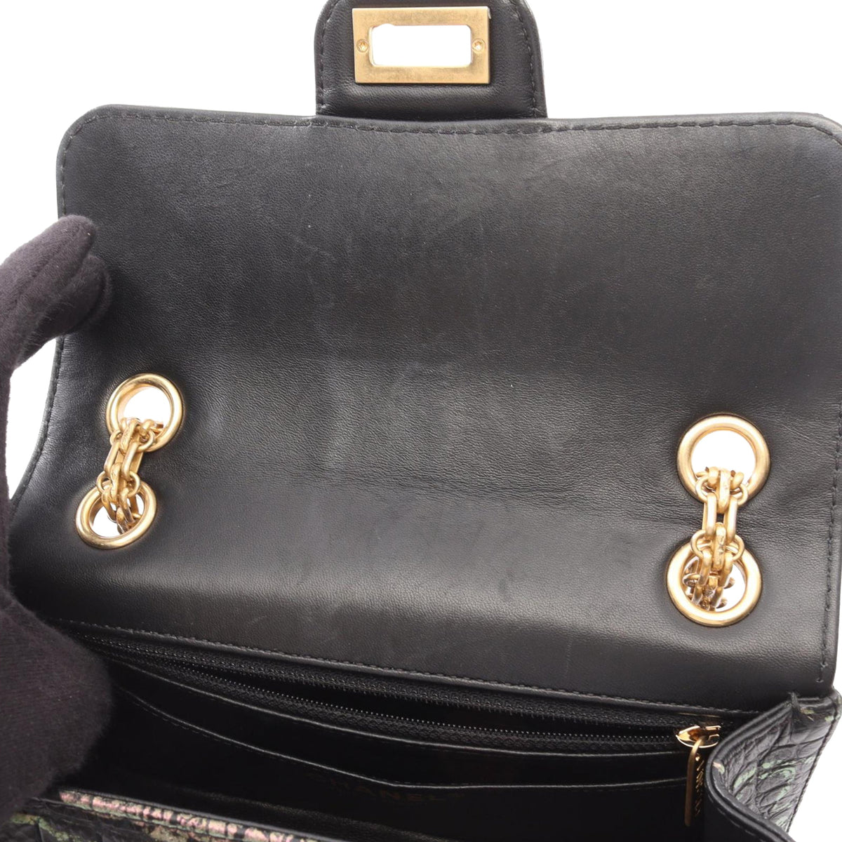 Chanel Calfskin Crocodile Embossed Graffiti 2.55 Cocodile Reissue Flap Bag