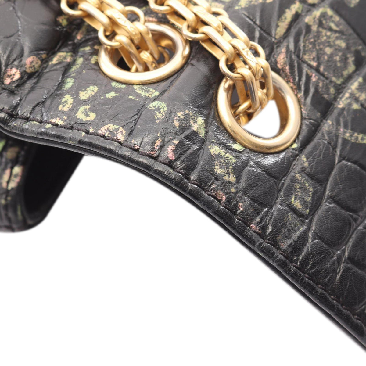 Chanel Calfskin Crocodile Embossed Graffiti 2.55 Cocodile Reissue Flap Bag