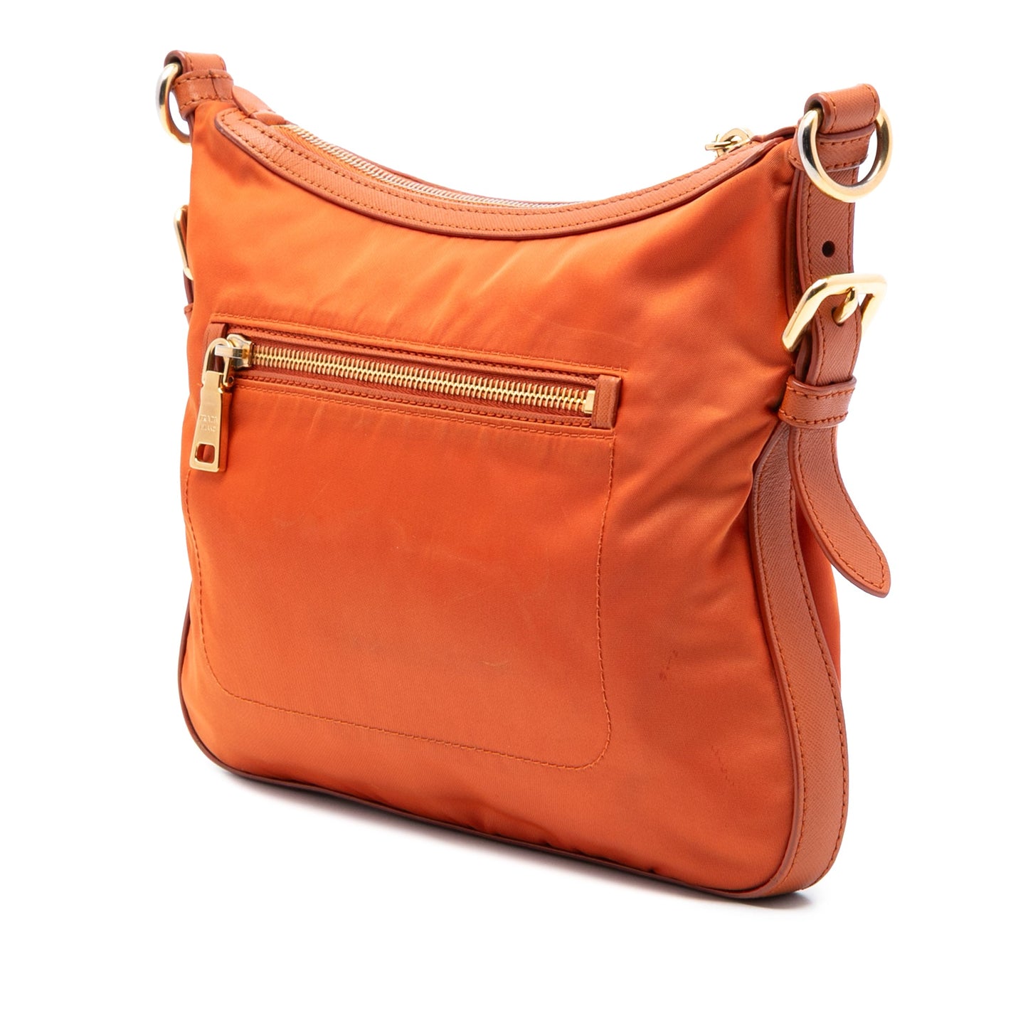 Prada Saffiano Trimmed Tessuto Zip Top Crossbody
