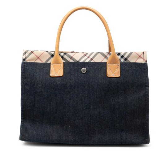 Burberry Nova Check Trimmed Denim Tote