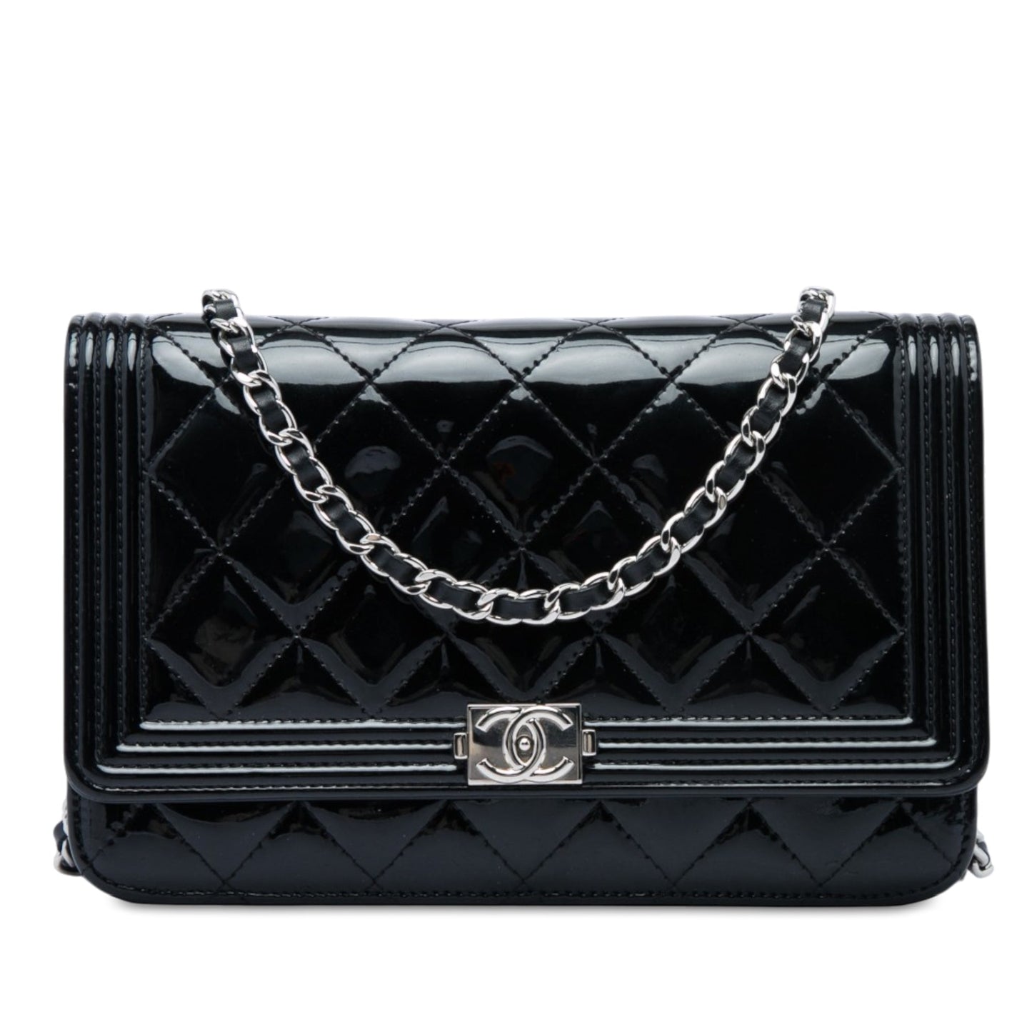 Chanel Quilted Patent Boy Wallet on Chain