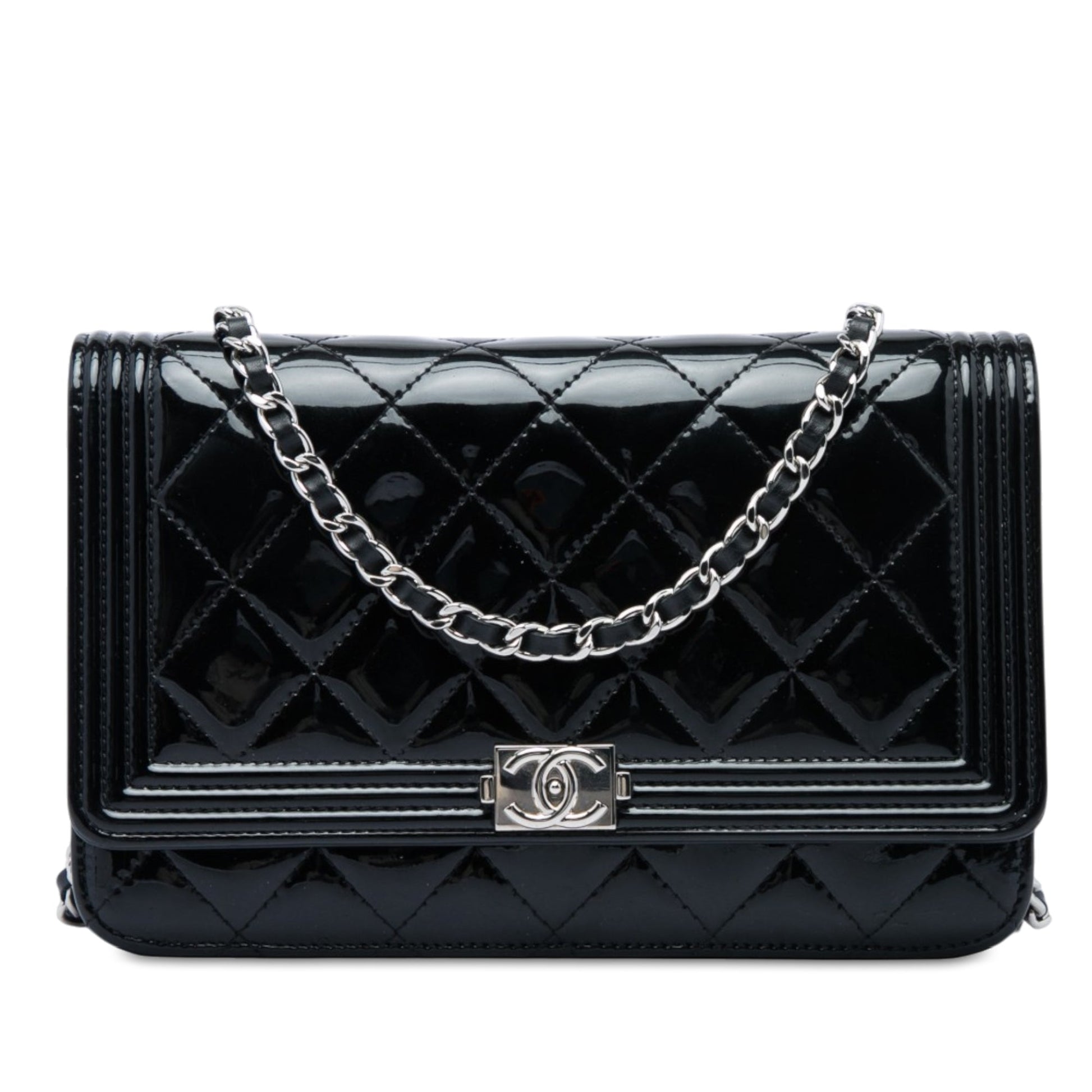 Chanel Quilted Patent Boy Wallet on Chain