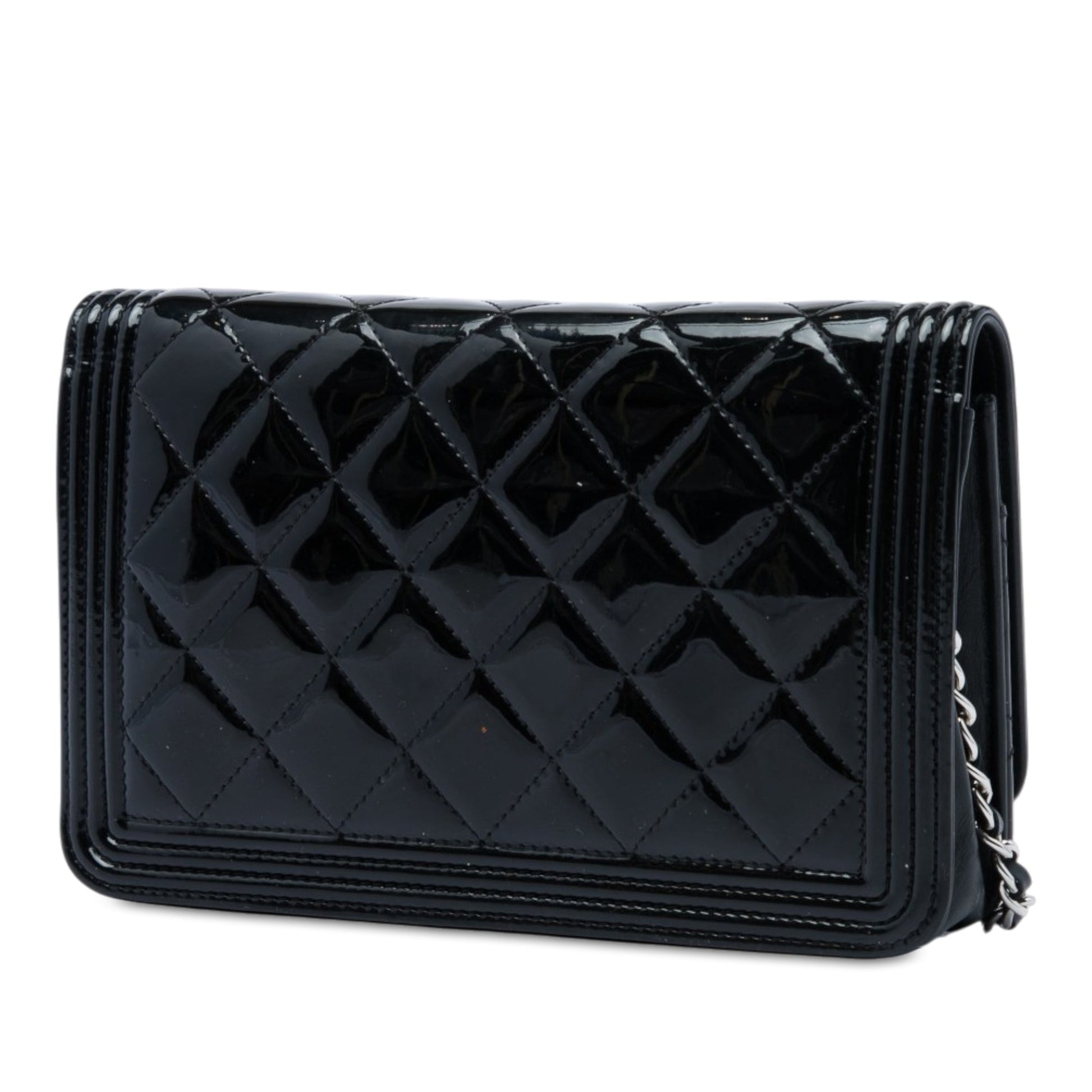 Chanel Quilted Patent Boy Wallet on Chain