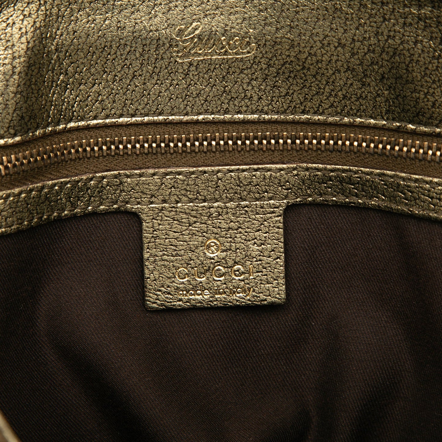 Gucci Metallic Calfskin Metal Bamboo Handbag