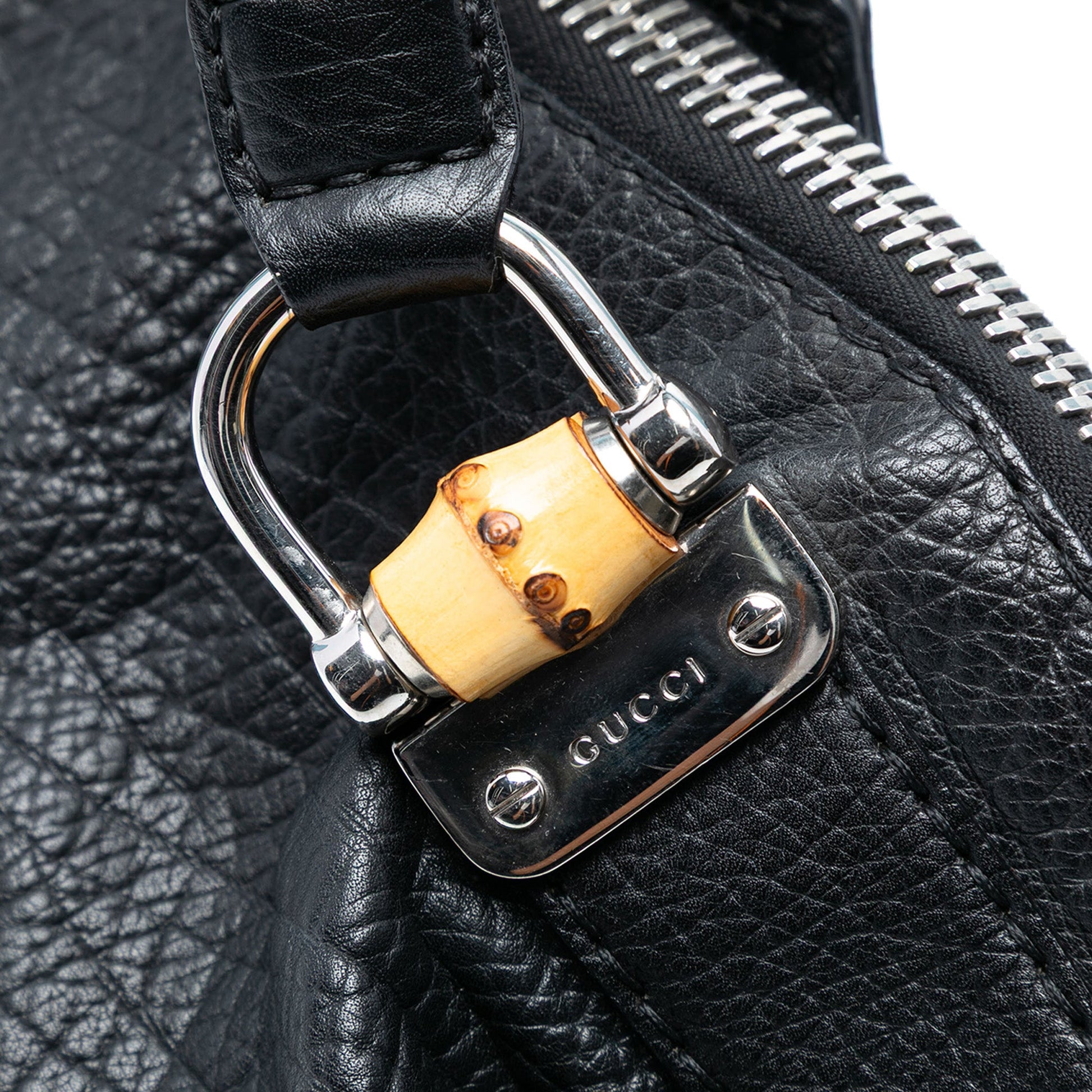 Gucci Medium Leather Bamboo Bar Tote