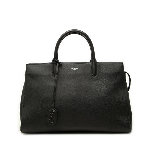 Saint Laurent Medium Grained Calfskin Cabas Rive Gauche Satchel