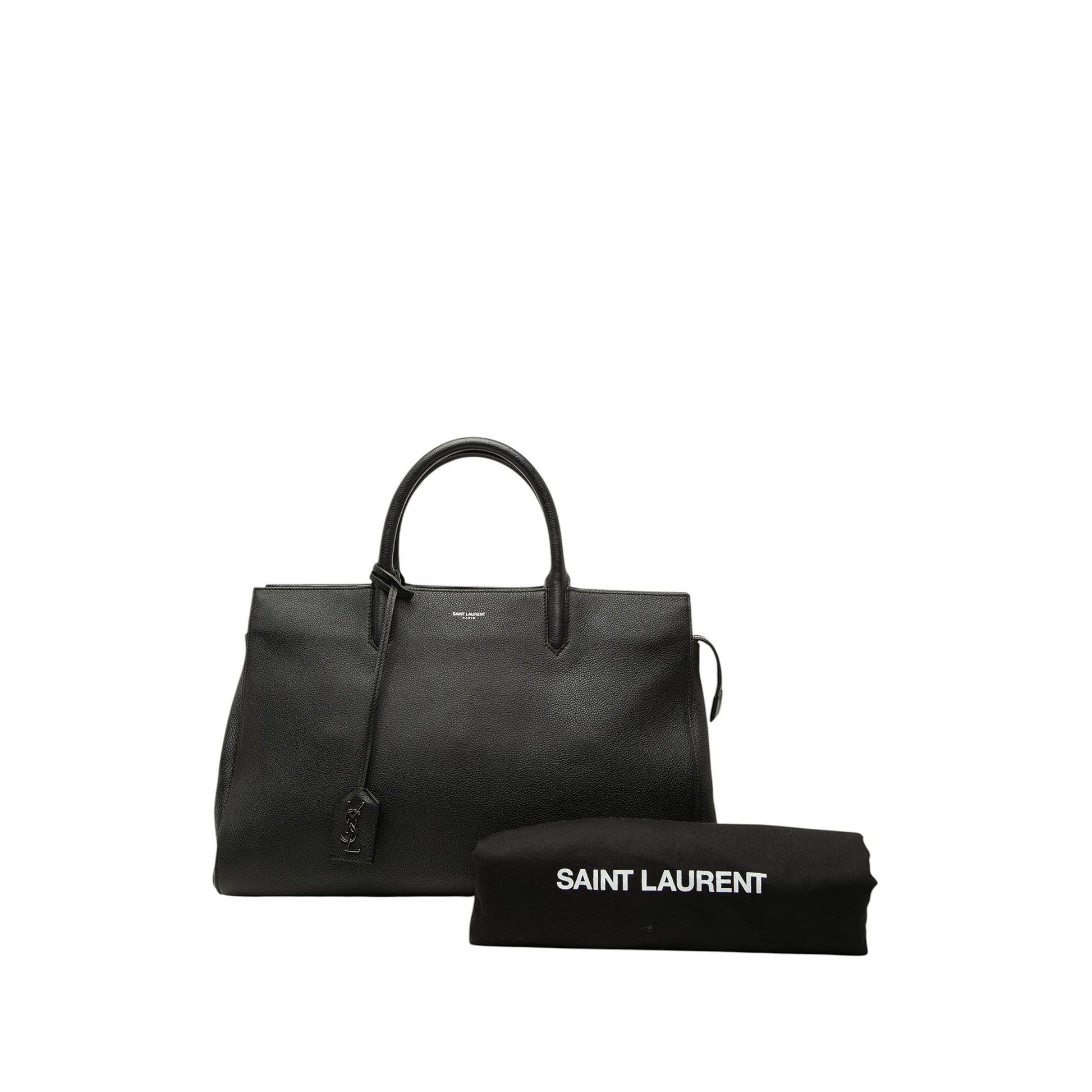 Saint Laurent Medium Grained Calfskin Cabas Rive Gauche Satchel