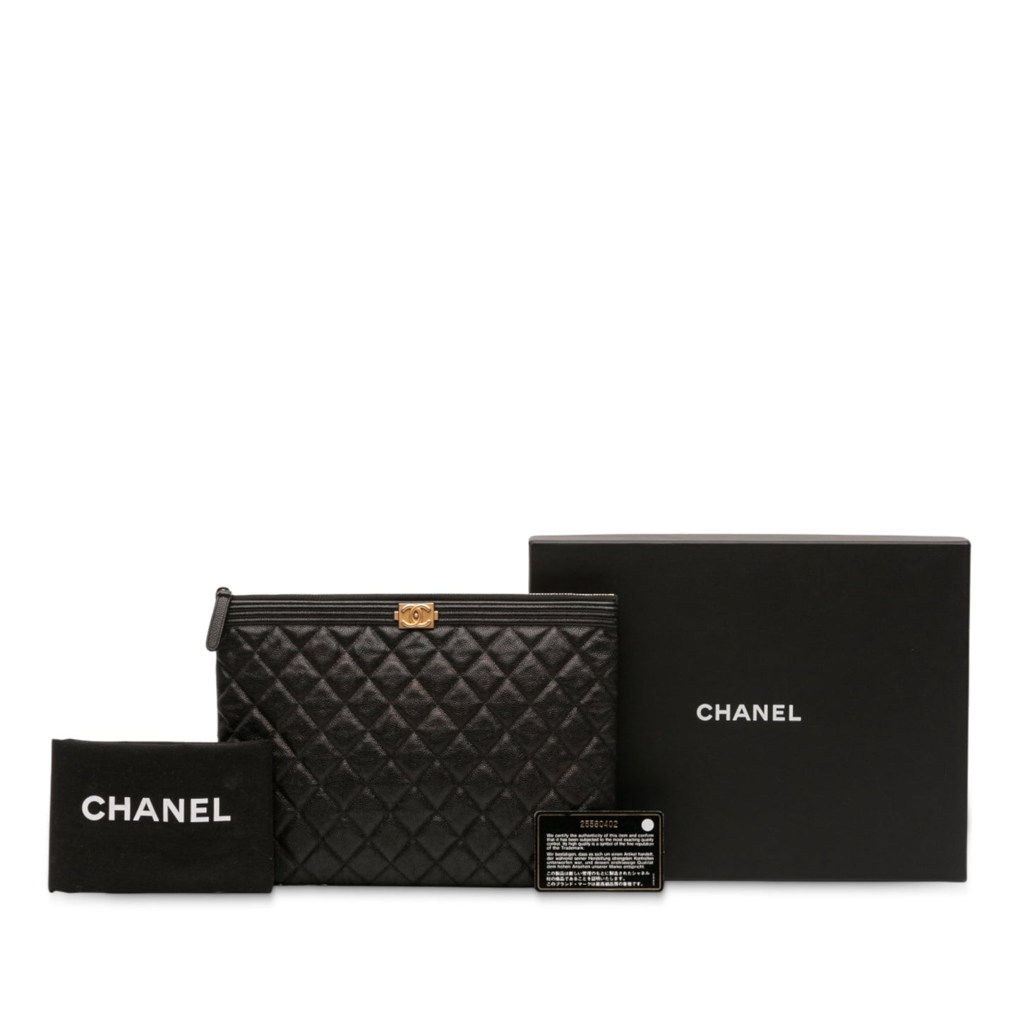 Chanel Medium Quilted Caviar Boy O Case Clutch
