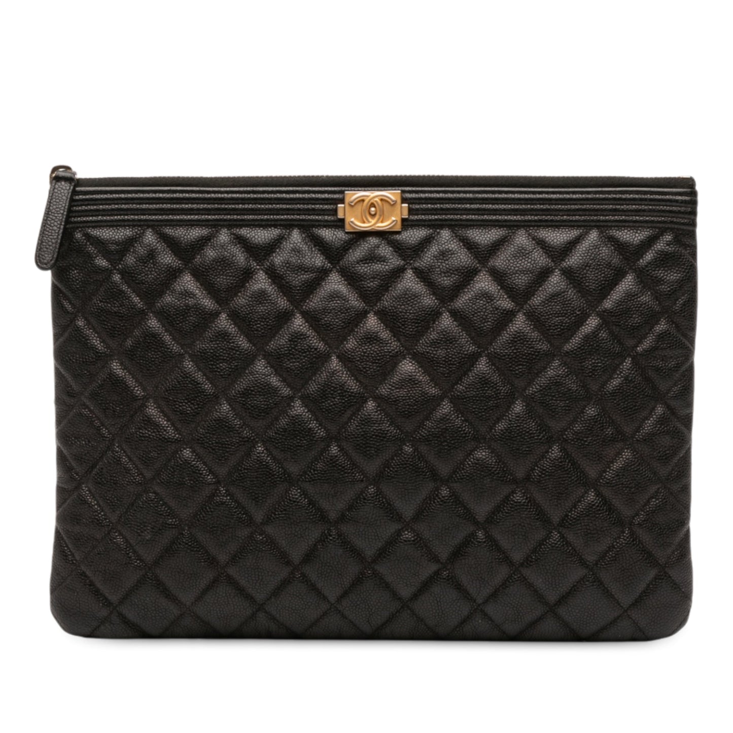 Chanel Medium Quilted Caviar Boy O Case Clutch