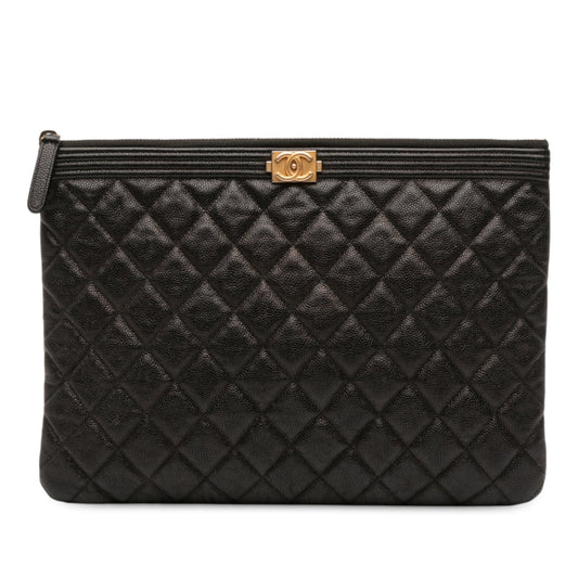Chanel Medium Quilted Caviar Boy O Case Clutch