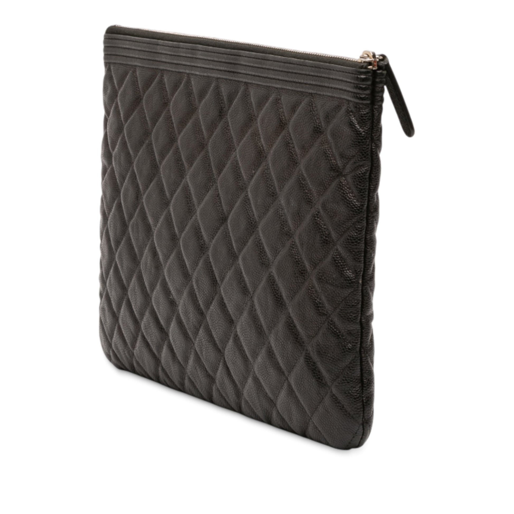 Chanel Medium Quilted Caviar Boy O Case Clutch