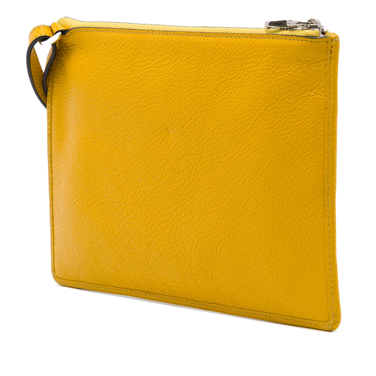 LOEWE Leather Logo Wristlet Clutch — Yellow