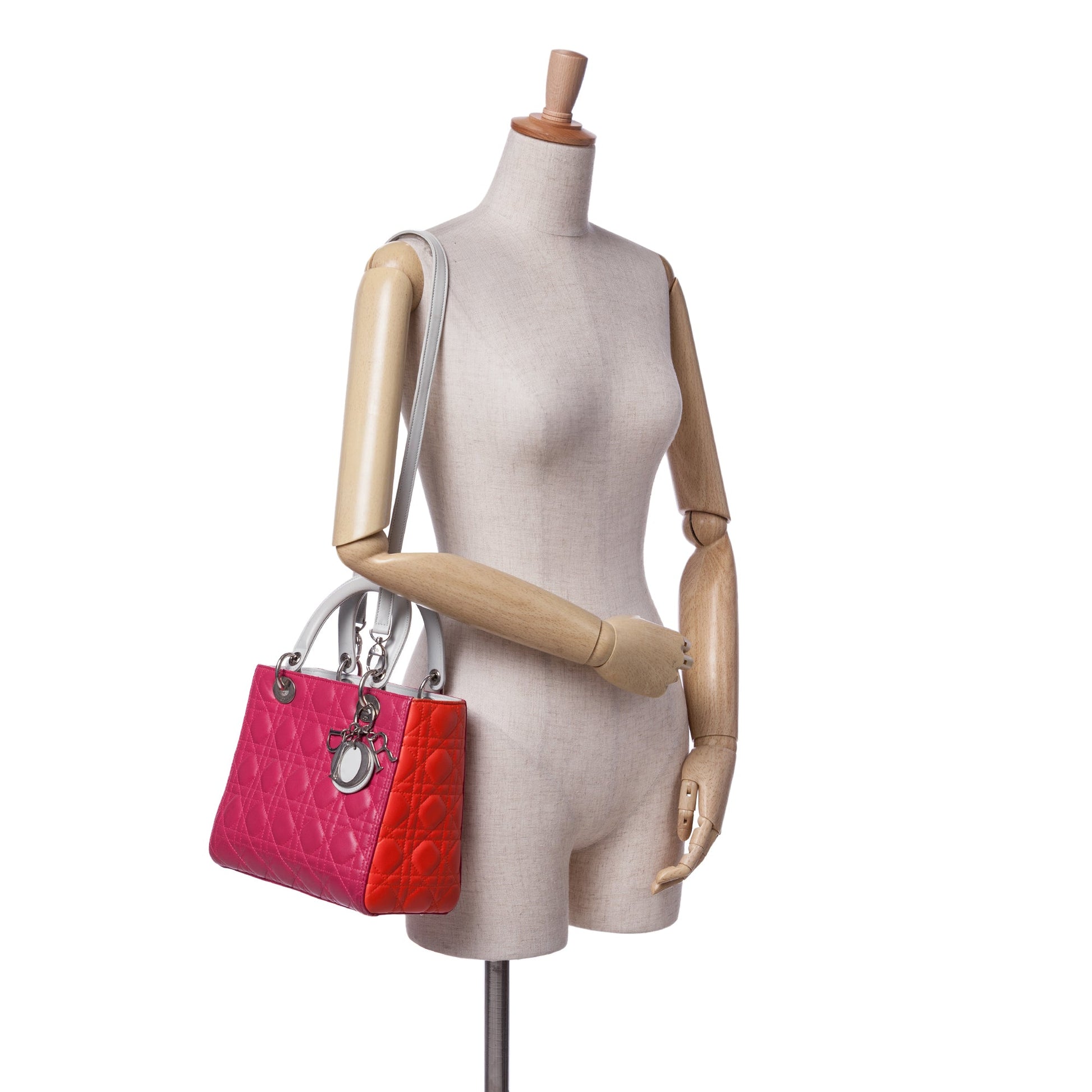Dior Medium Tricolor Lambskin Cannage Lady Dior