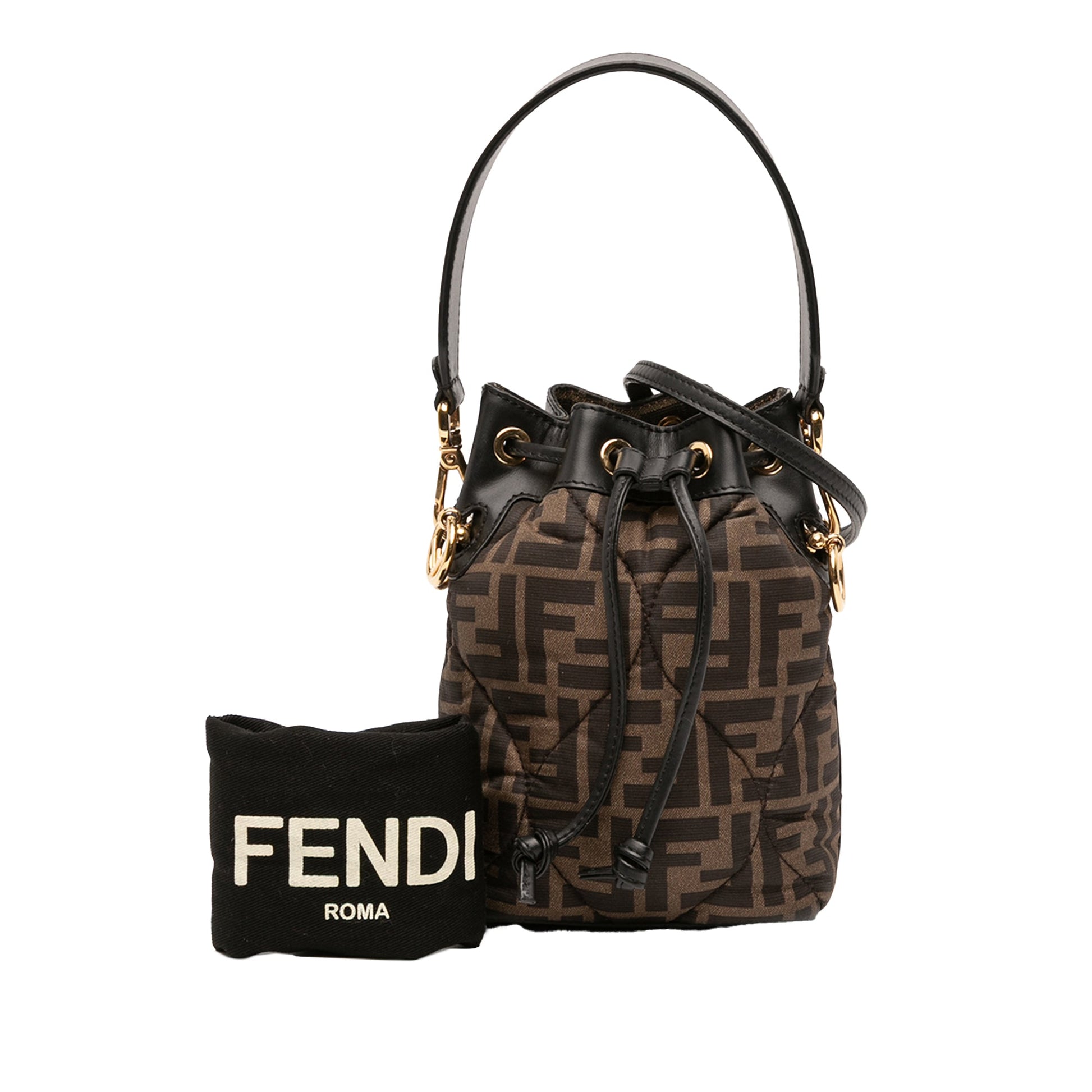 Fendi Mini Quilted Silk FF 1974 Mon Tresor Bucket Bag