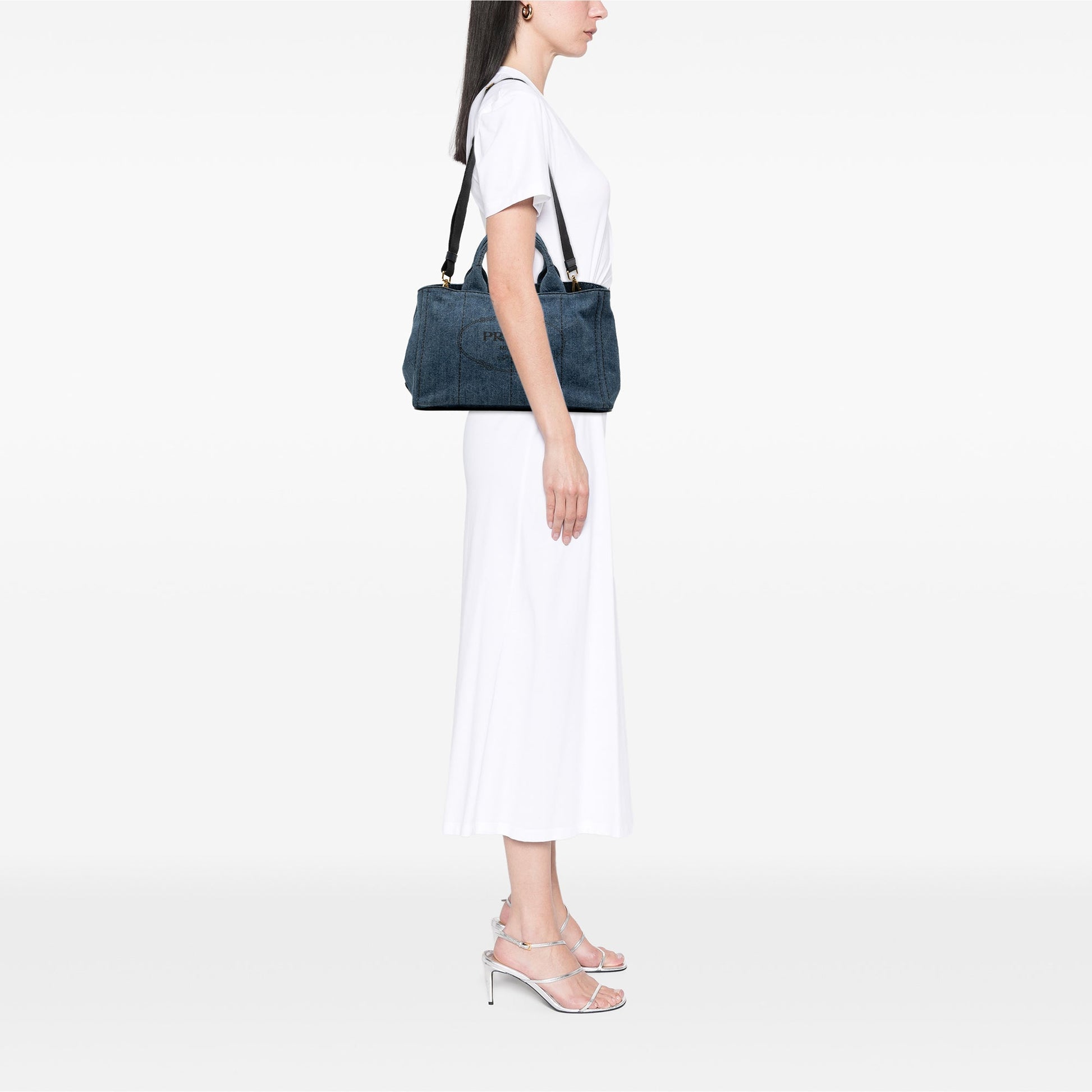 Large Denim Canapa Logo Satchel