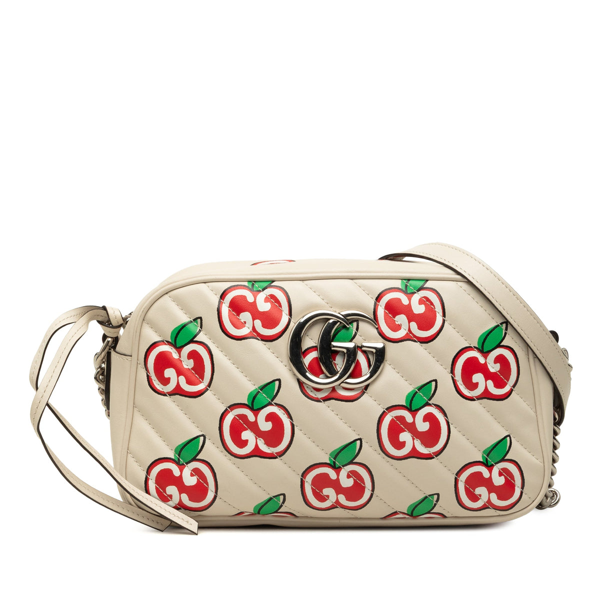 Gucci Small GG Marmont Matelasse Calfskin Apple Crossbody — White