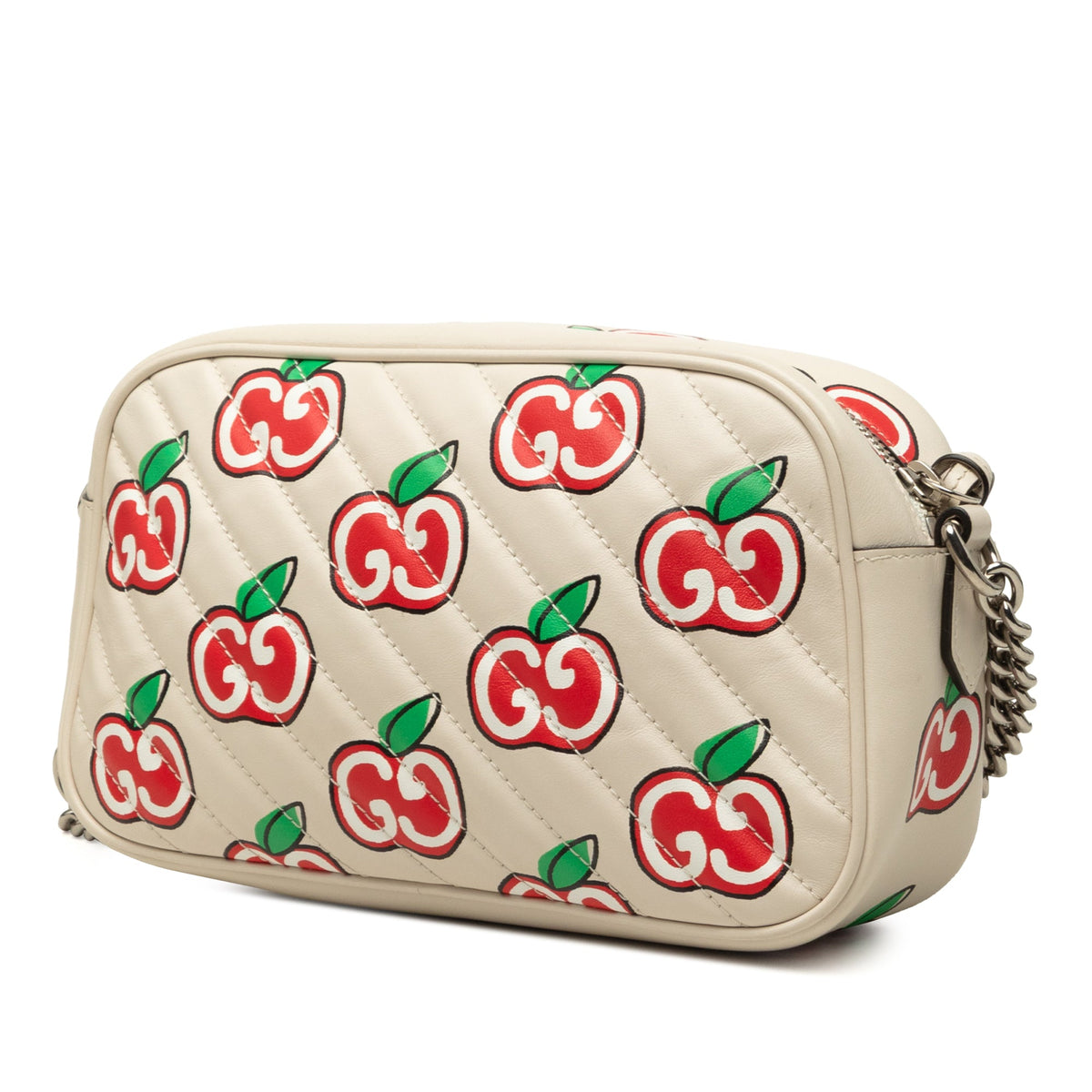 Gucci Small GG Marmont Matelasse Calfskin Apple Crossbody — White