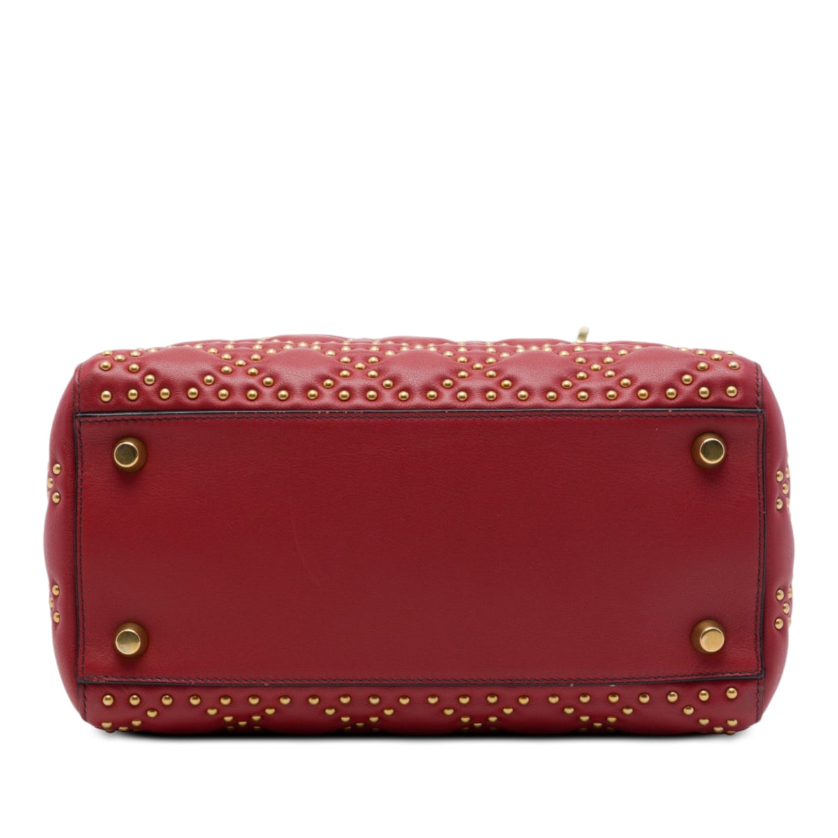 Dior Medium Lambskin Cannage Studded Supple Lady Dior — Red