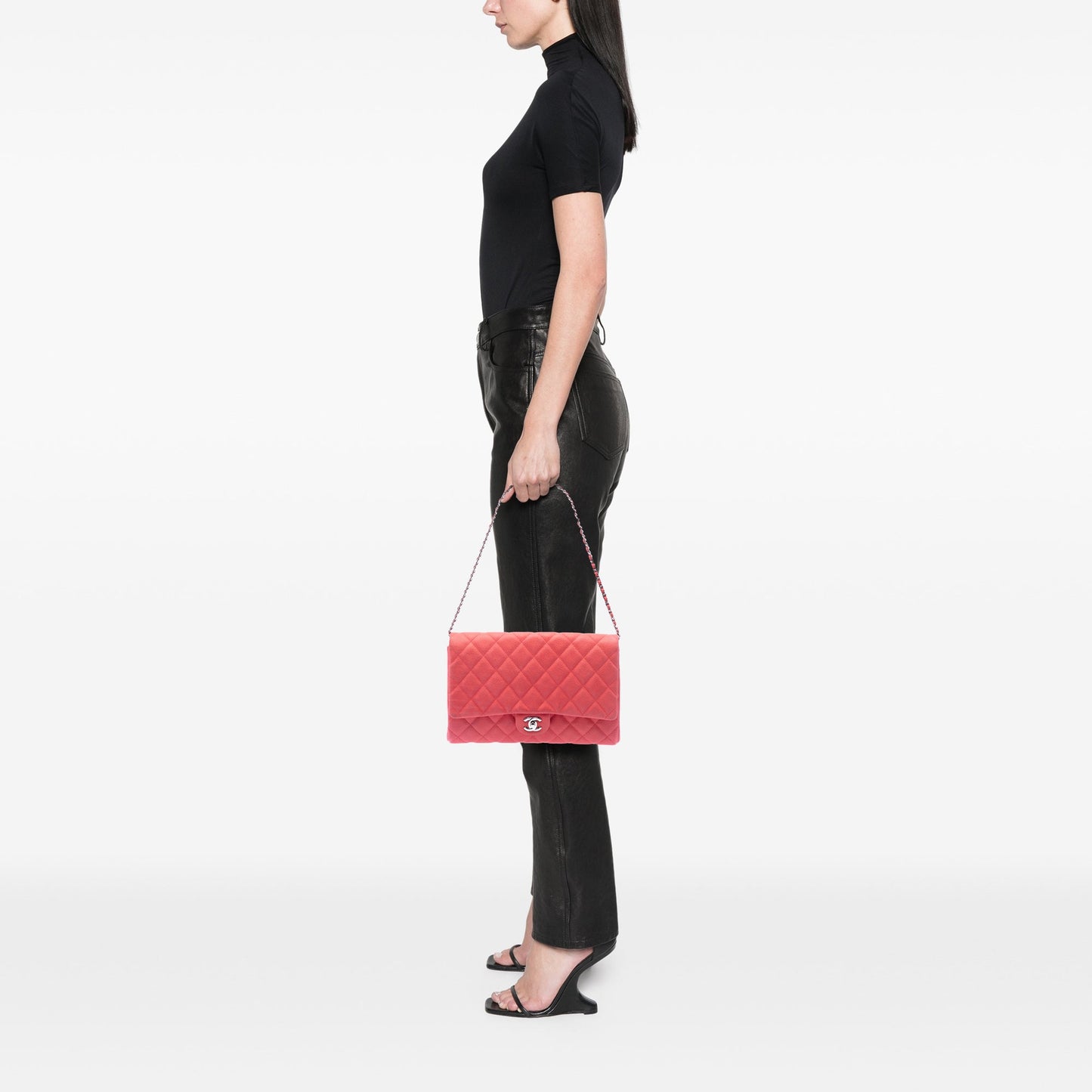 Chanel Quilted Caviar Flap Clutch with Chain