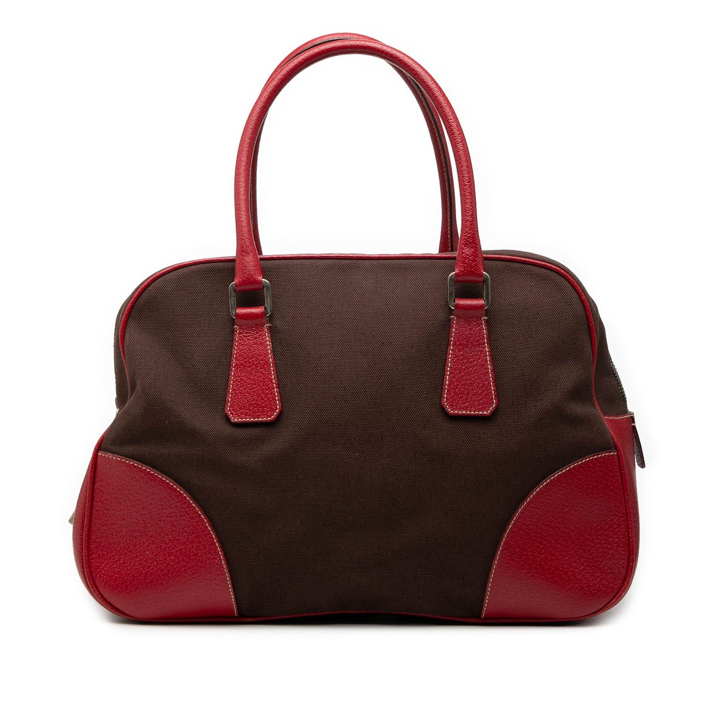 Prada Cinghiale Trimmed Canvas Canapa Bauletto Bag