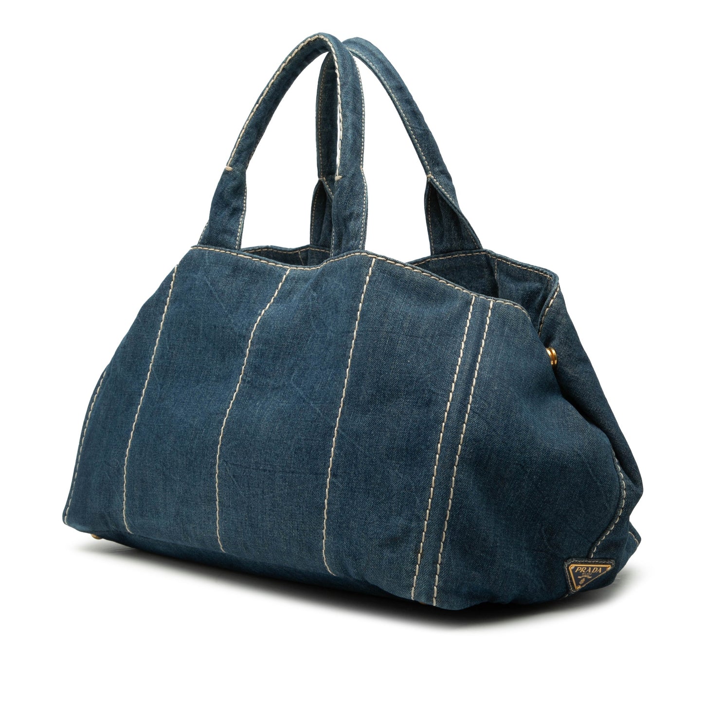 Prada Large Denim Canapa Logo Satchel