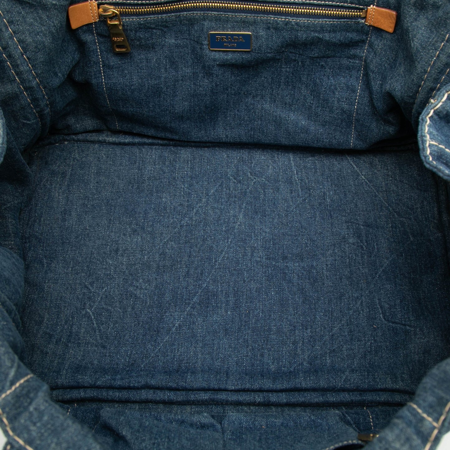Prada Large Denim Canapa Logo Satchel