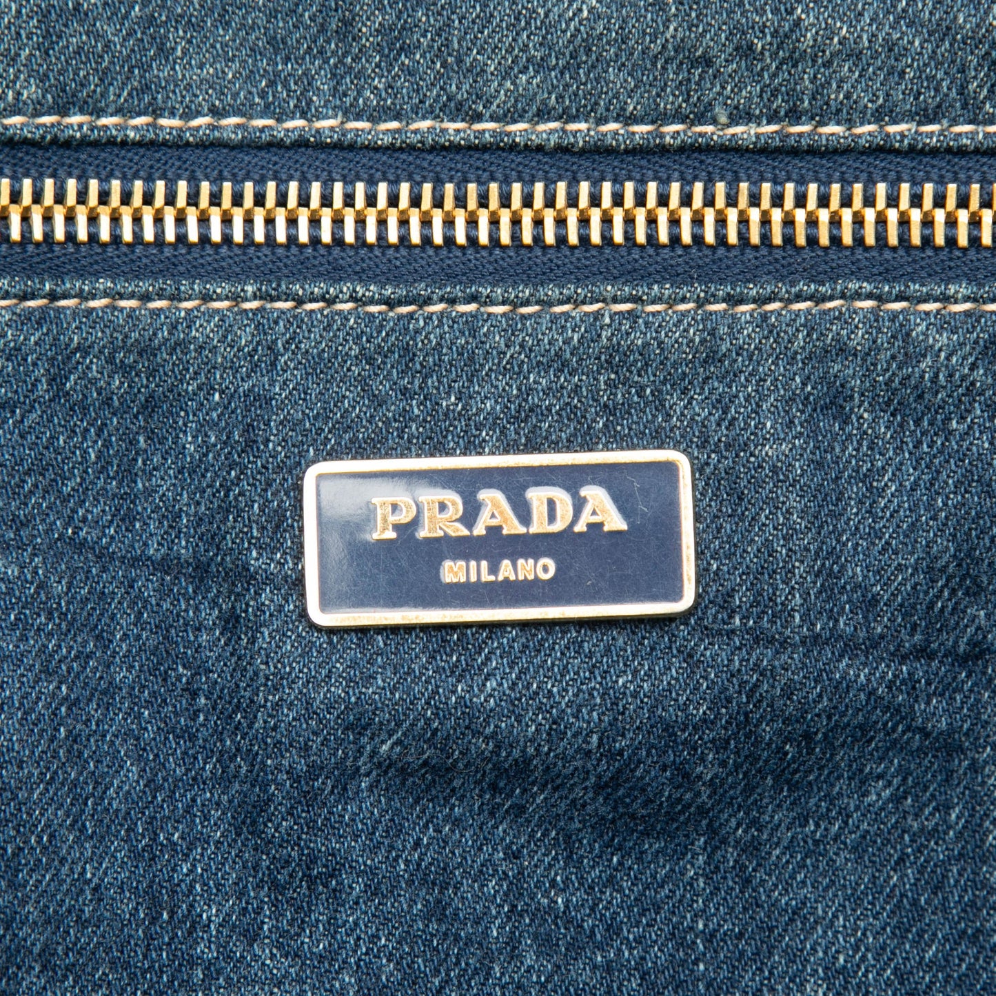 Prada Large Denim Canapa Logo Satchel