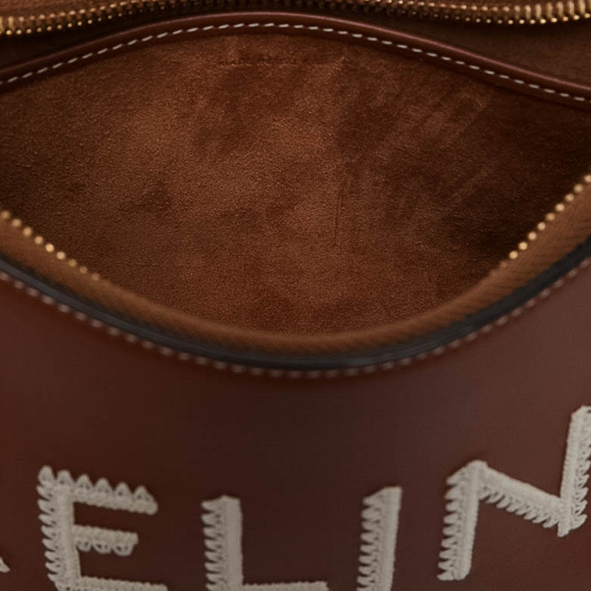 Celine Medium Leather Logo Ava Shoulder Bag — Brown