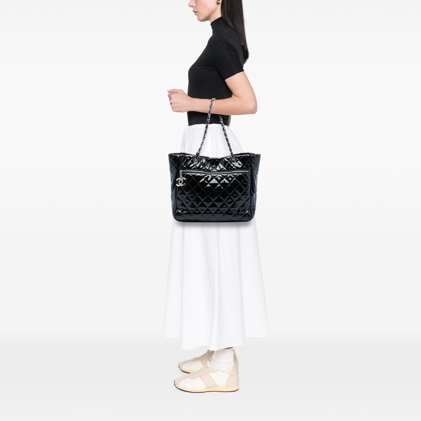 Chanel CC Quilted Patent Chic And Glitter Ligne Timeless Tote