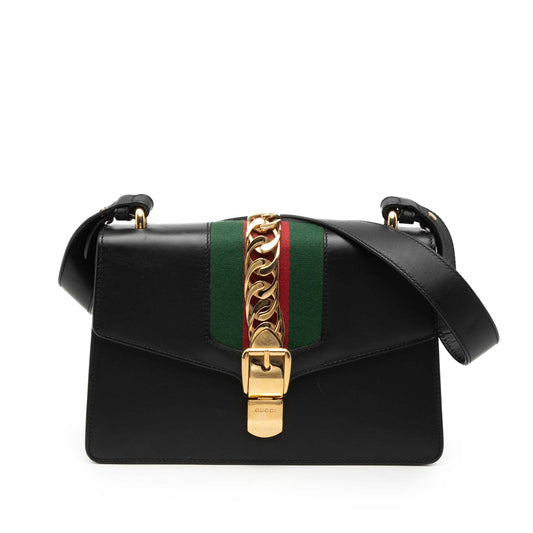 Gucci Small Leather Web Sylvie Satchel