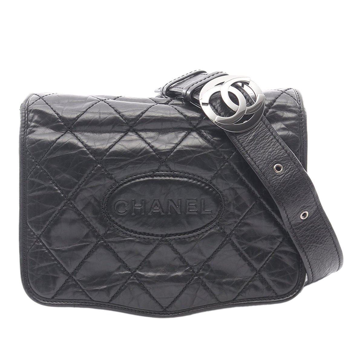 Chanel CC Aged Calfskin Logo Flap Messenger Bag