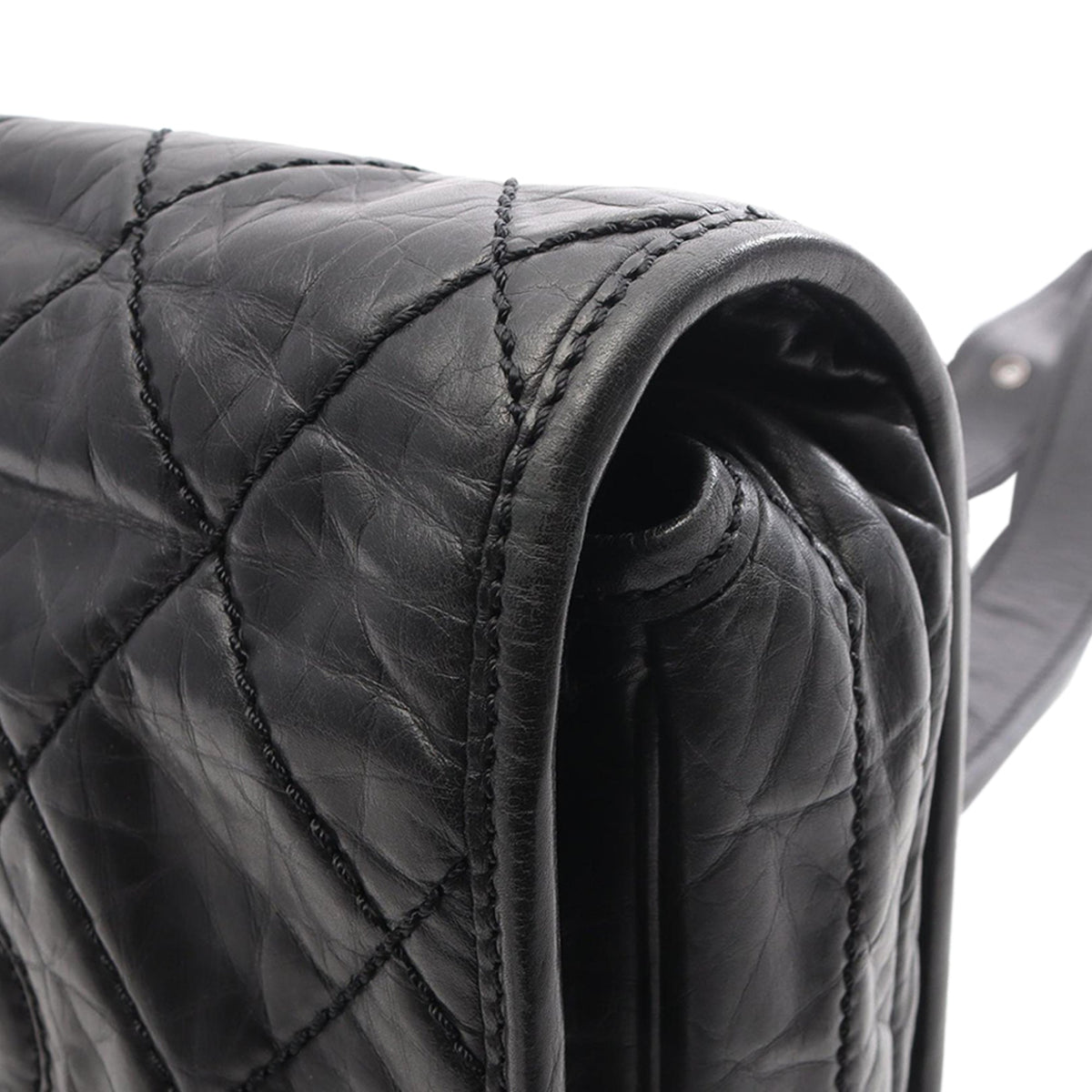 Chanel CC Aged Calfskin Logo Flap Messenger Bag