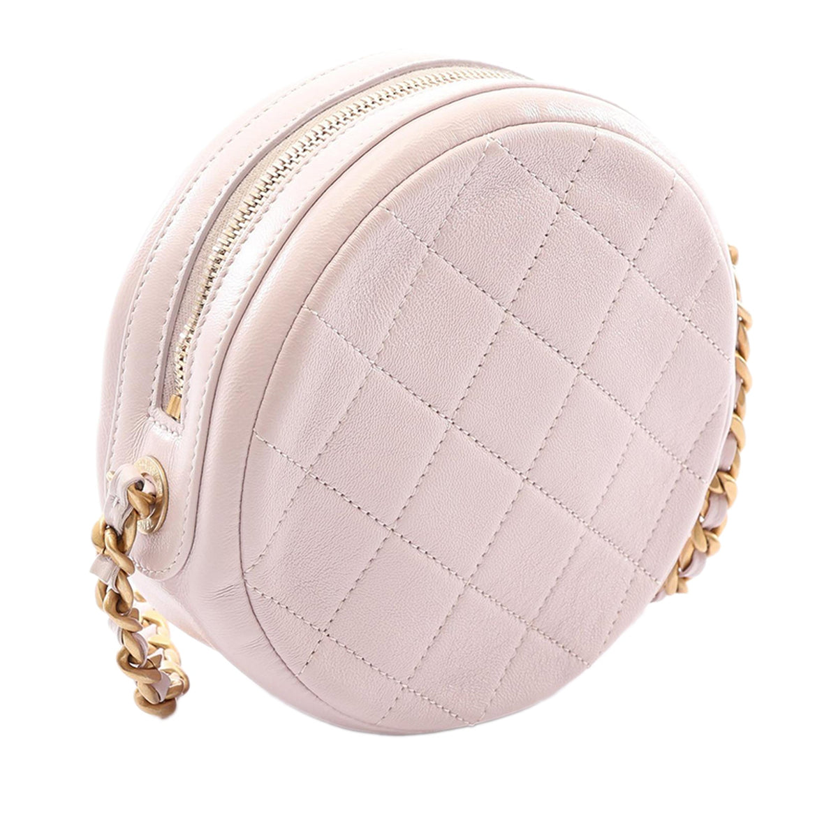 Chanel CC Quilted Lambskin Round Crossbody — Pink