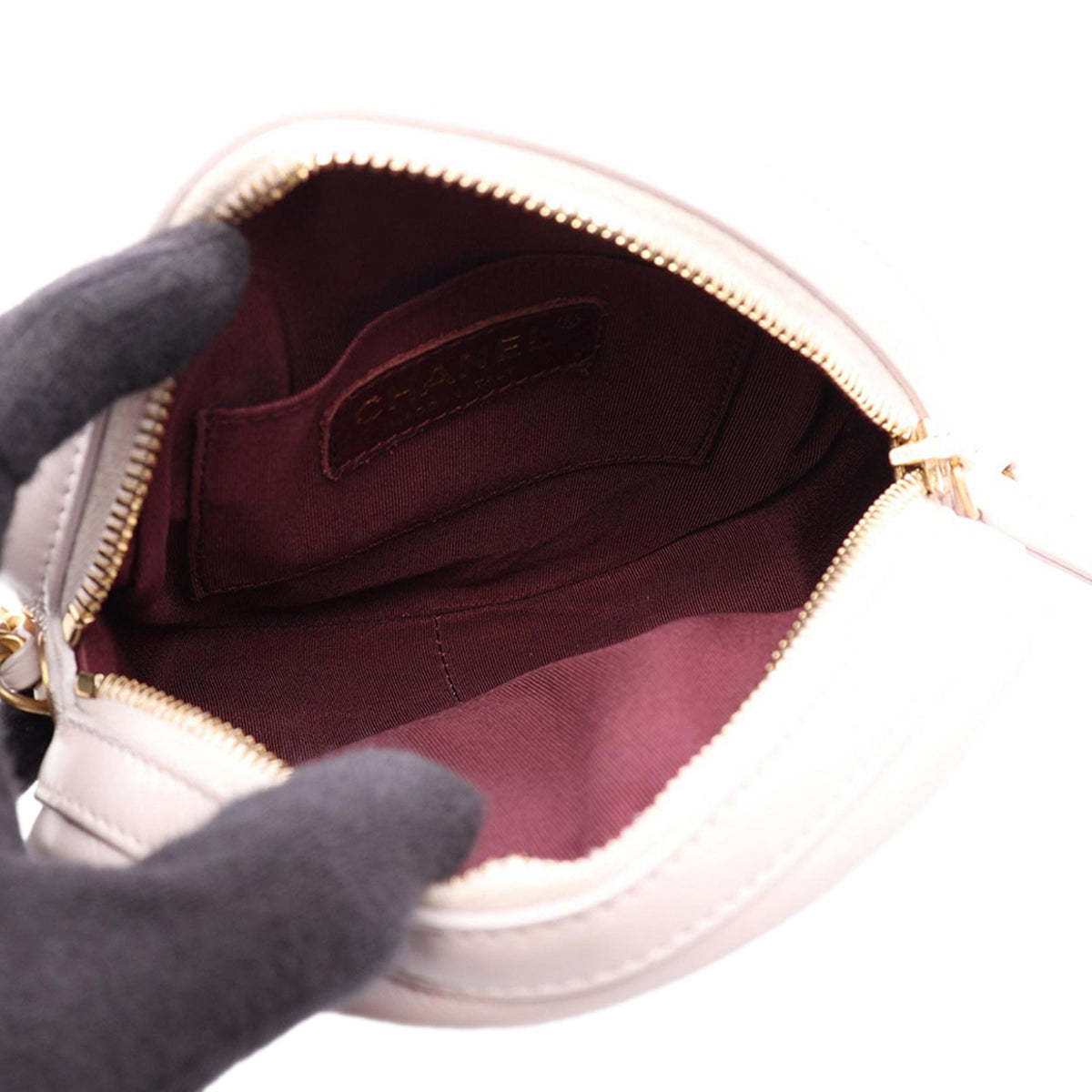 Chanel CC Quilted Lambskin Round Crossbody — Pink