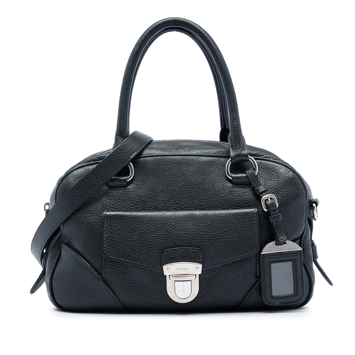 Prada Vitello Daino Front Pocket Boston Bag