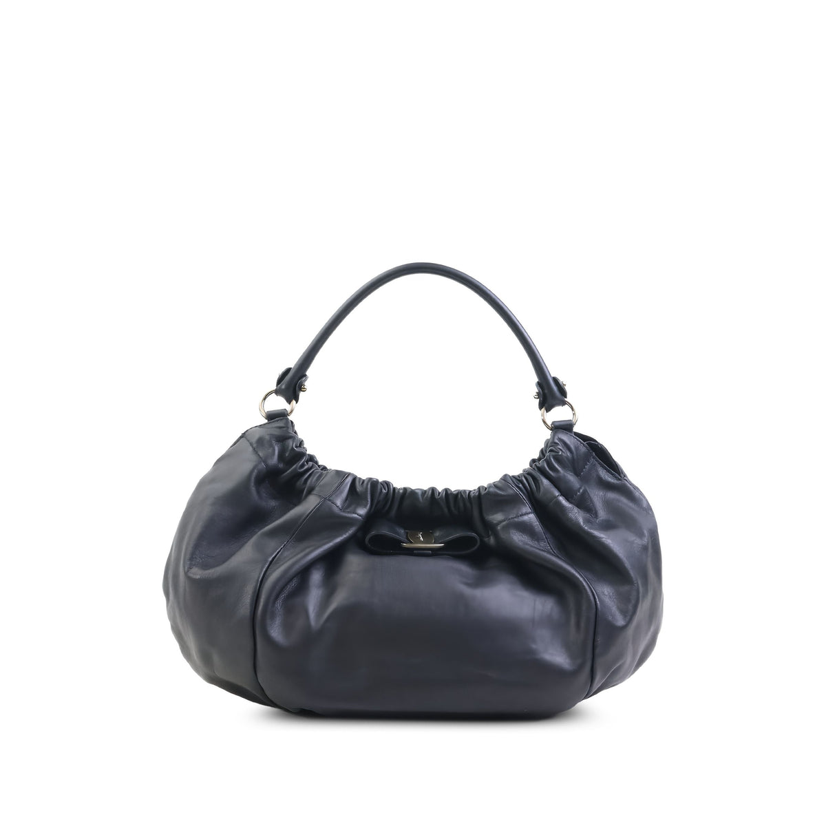 Ferragamo Leather Vara Bow Handbag — Black