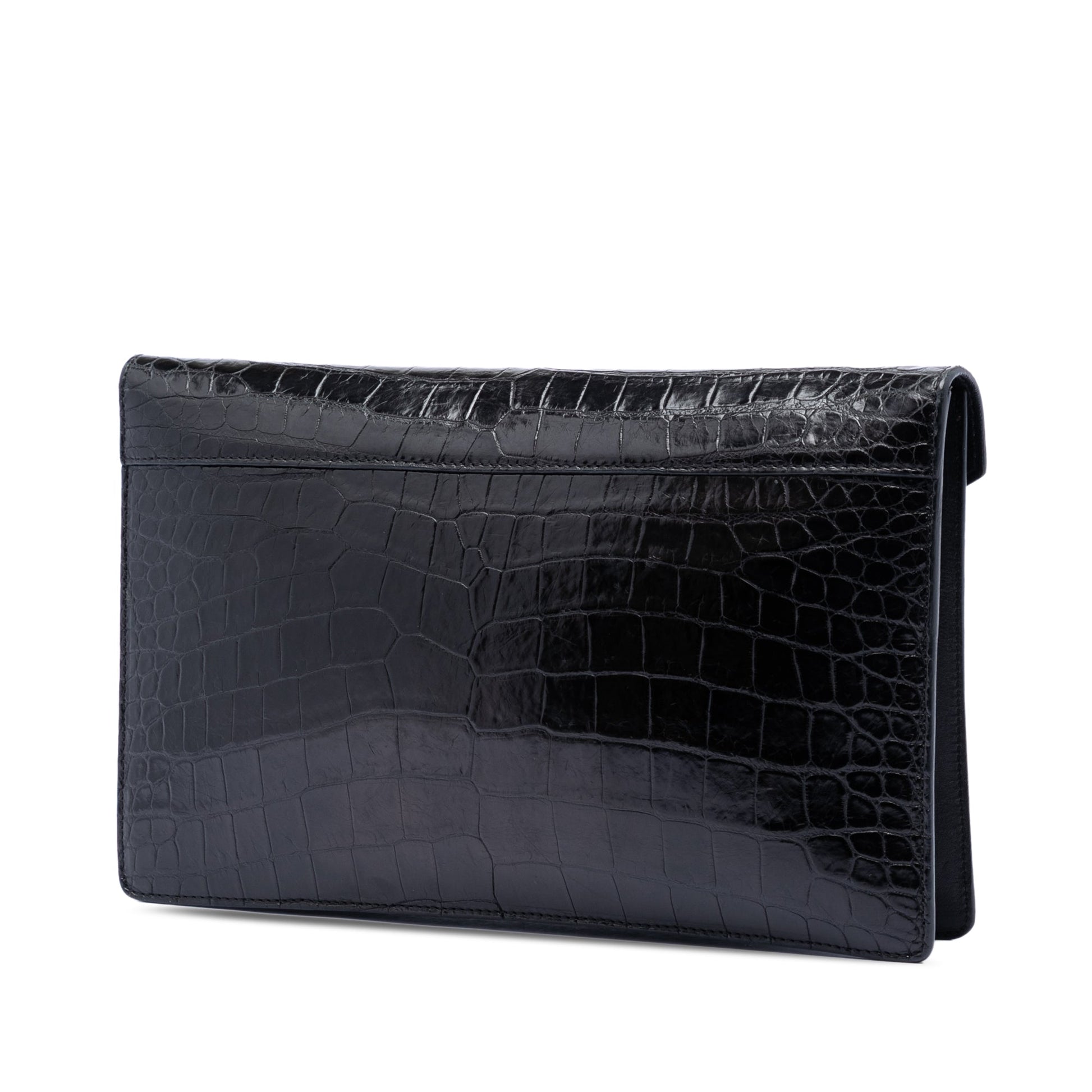 Celine Croc Embossed Leather Envelope Clutch