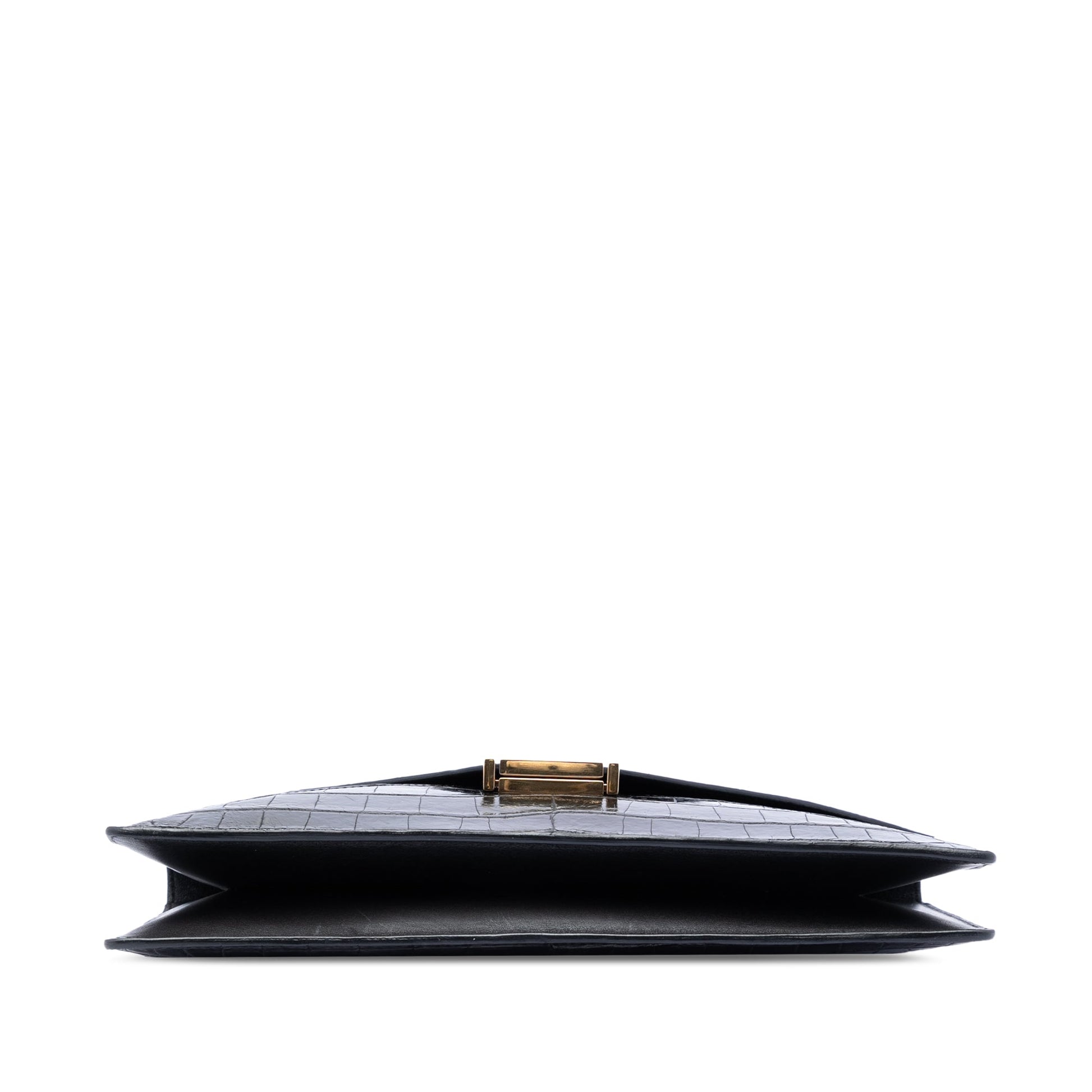 Celine Croc Embossed Leather Envelope Clutch