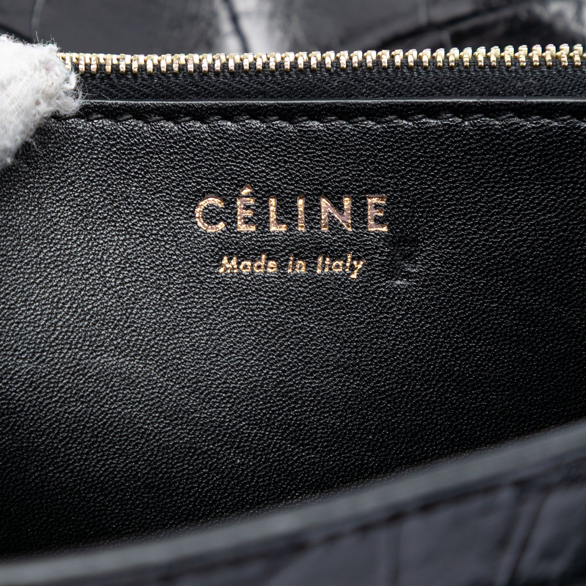 Celine Croc Embossed Leather Envelope Clutch
