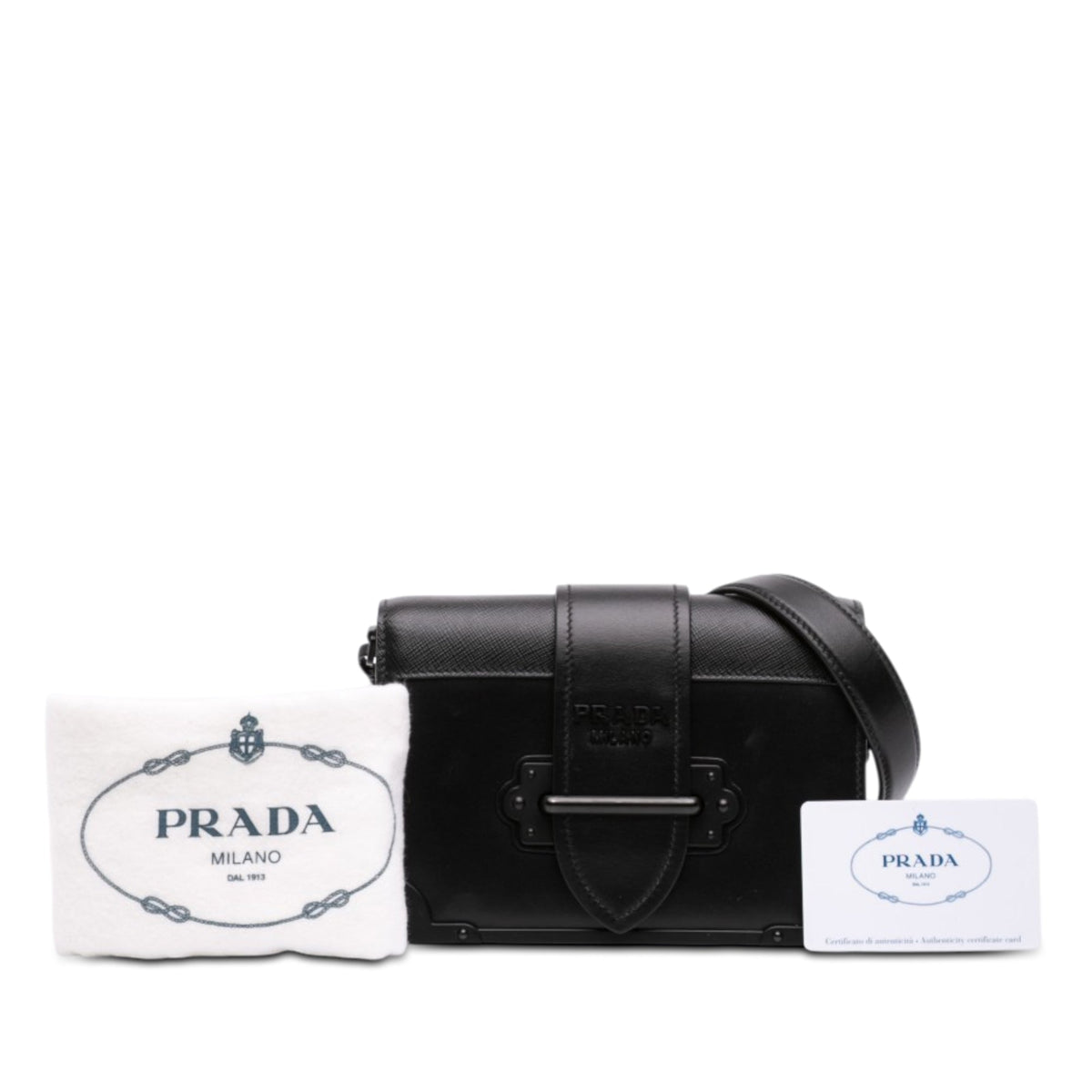 Prada Saffiano Trimmed City Calf Cahier Crossbody