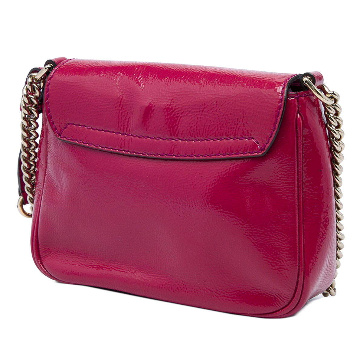 Gucci Small Patent Soho Chain Flap Crossbody — Pink