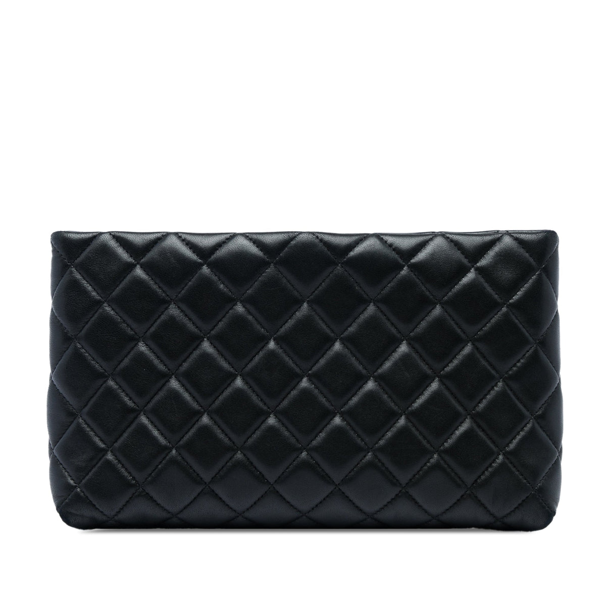 Chanel Quilted Lambskin Kiss Lock Clutch — Black