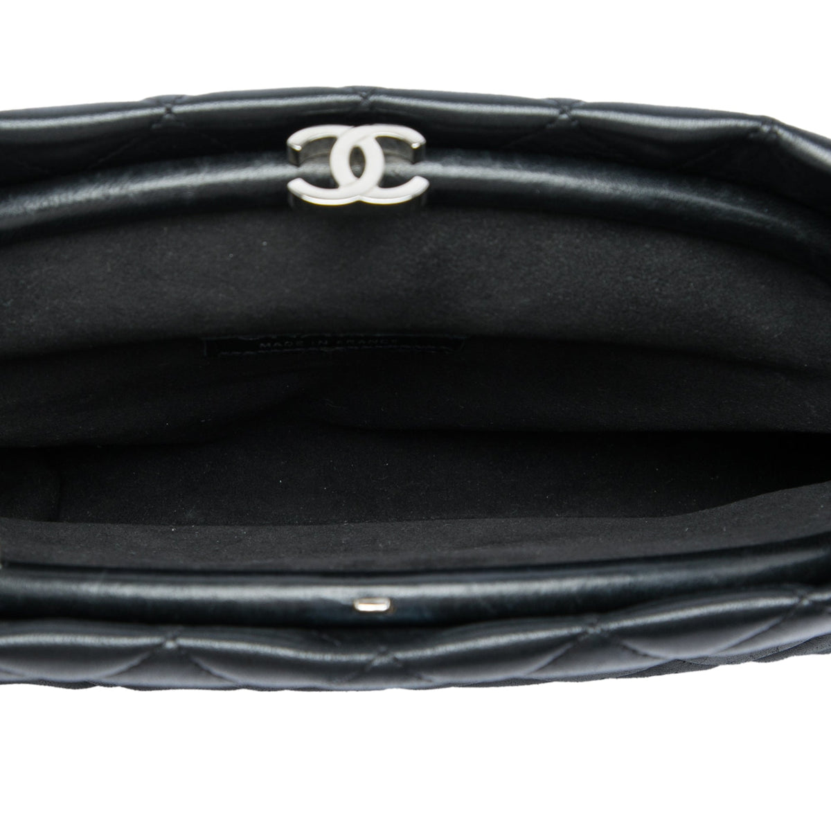 Chanel Quilted Lambskin Kiss Lock Clutch — Black