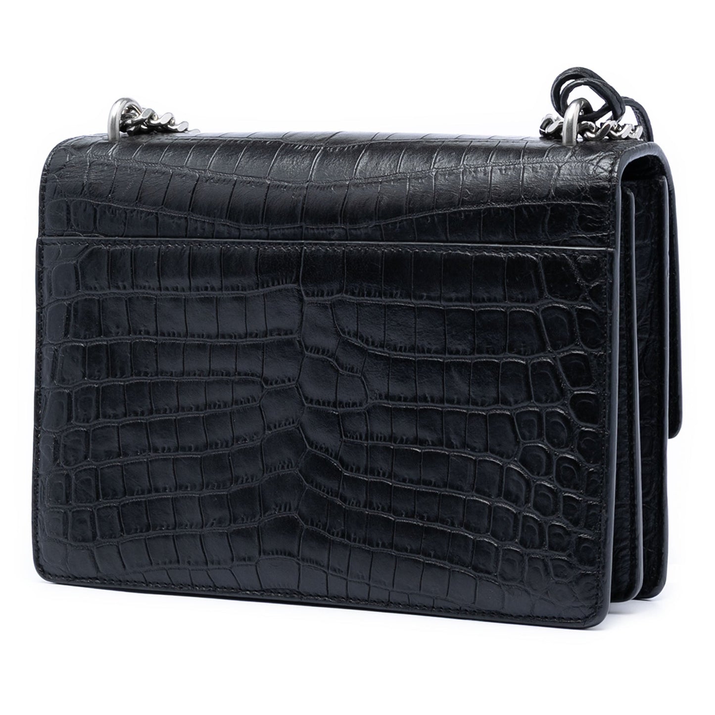 Saint Laurent Medium Croc Embossed Leather Monogram Sunset Crossbody
